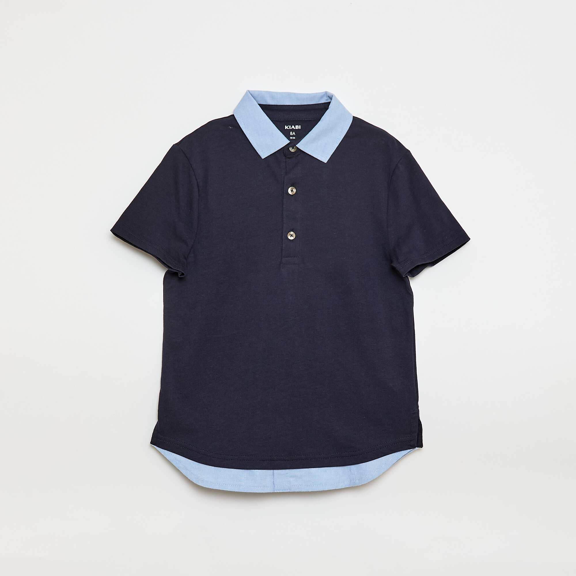 2-in-1 Effect Short-Sleeved Polo Shirt BLUE