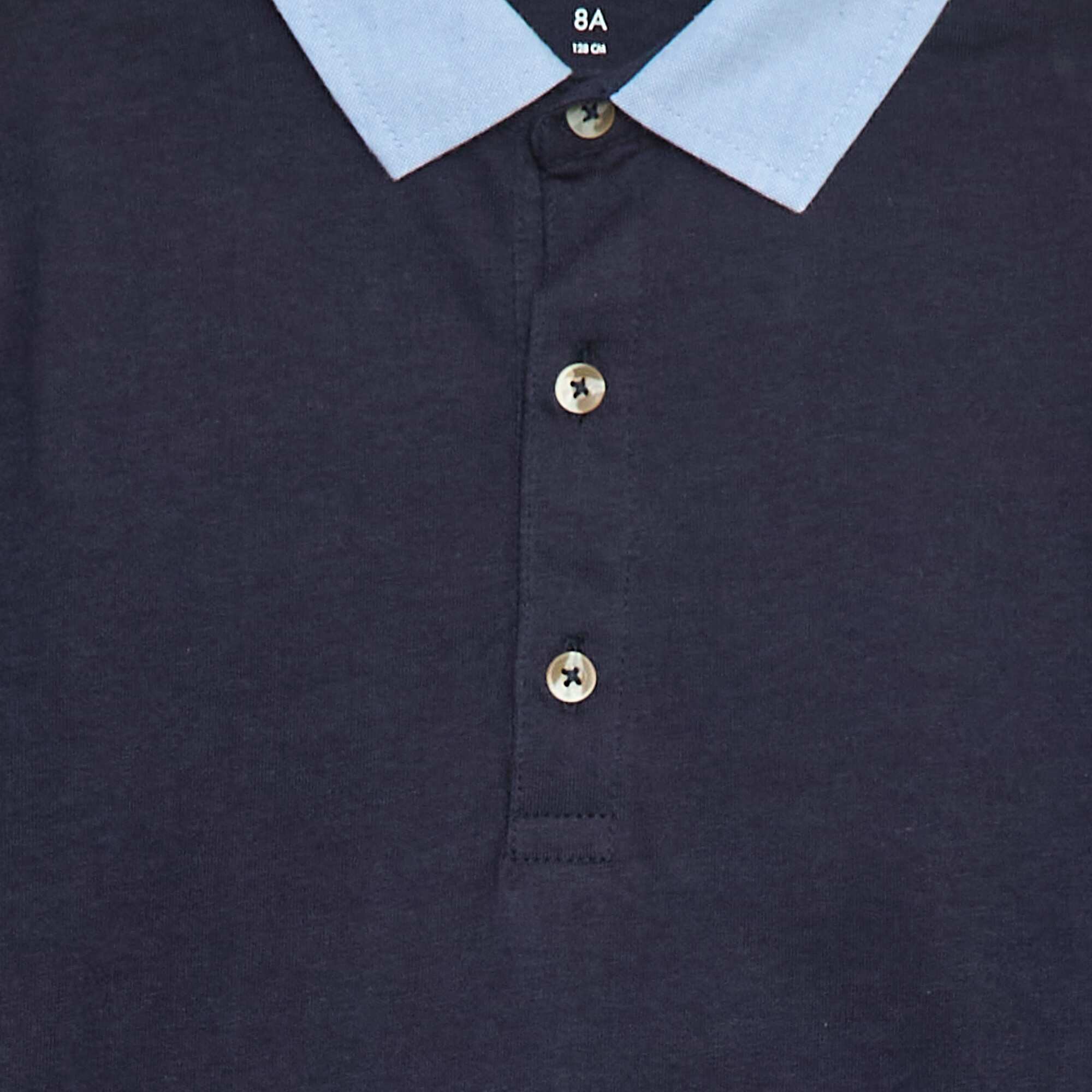 2-in-1 Effect Short-Sleeved Polo Shirt BLUE - Image 3