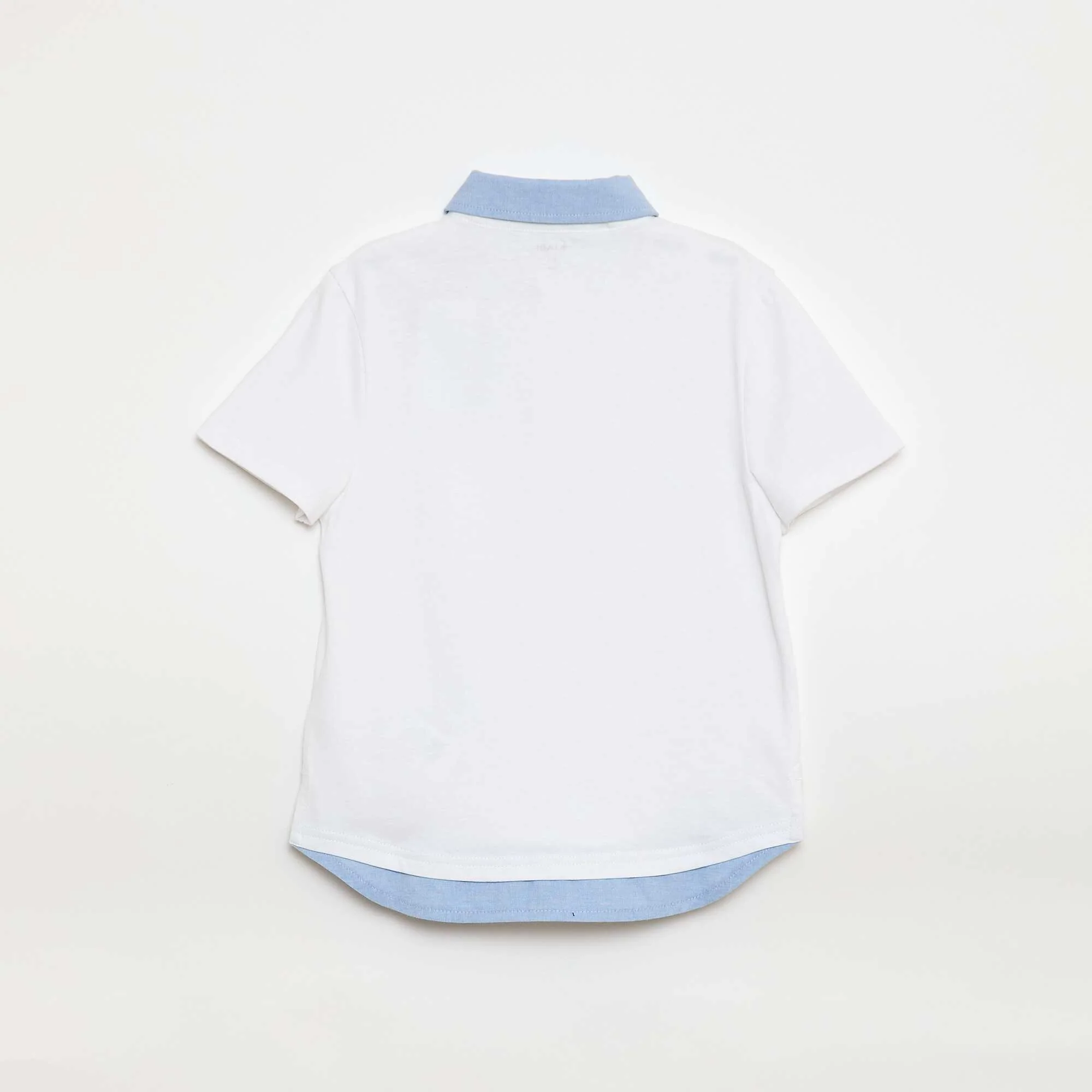 2-in-1 Effect Short-Sleeved Polo Shirt WHITE - Image 2
