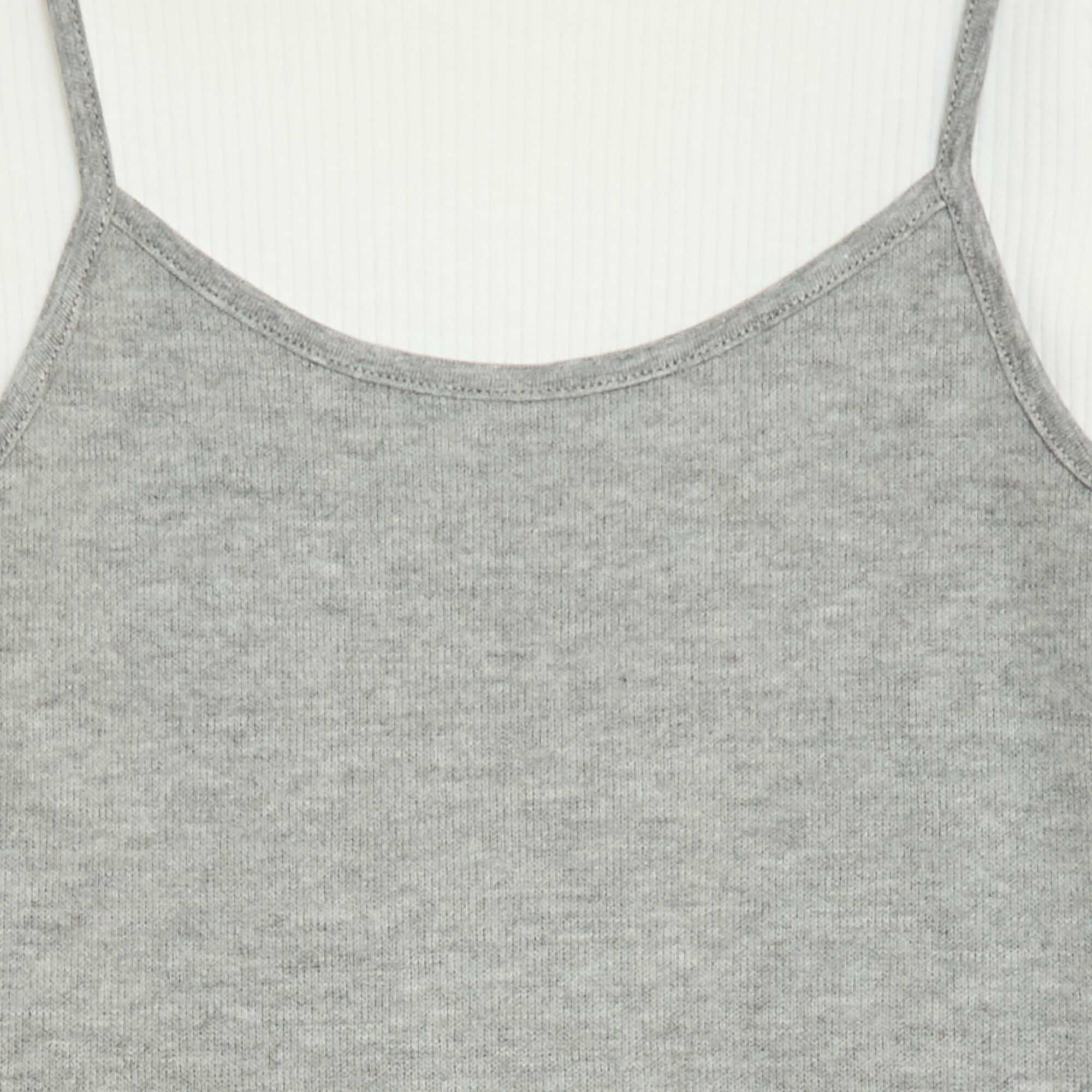 2-in-1 Effect T-shirt with Tank Top WHITE - Image 3
