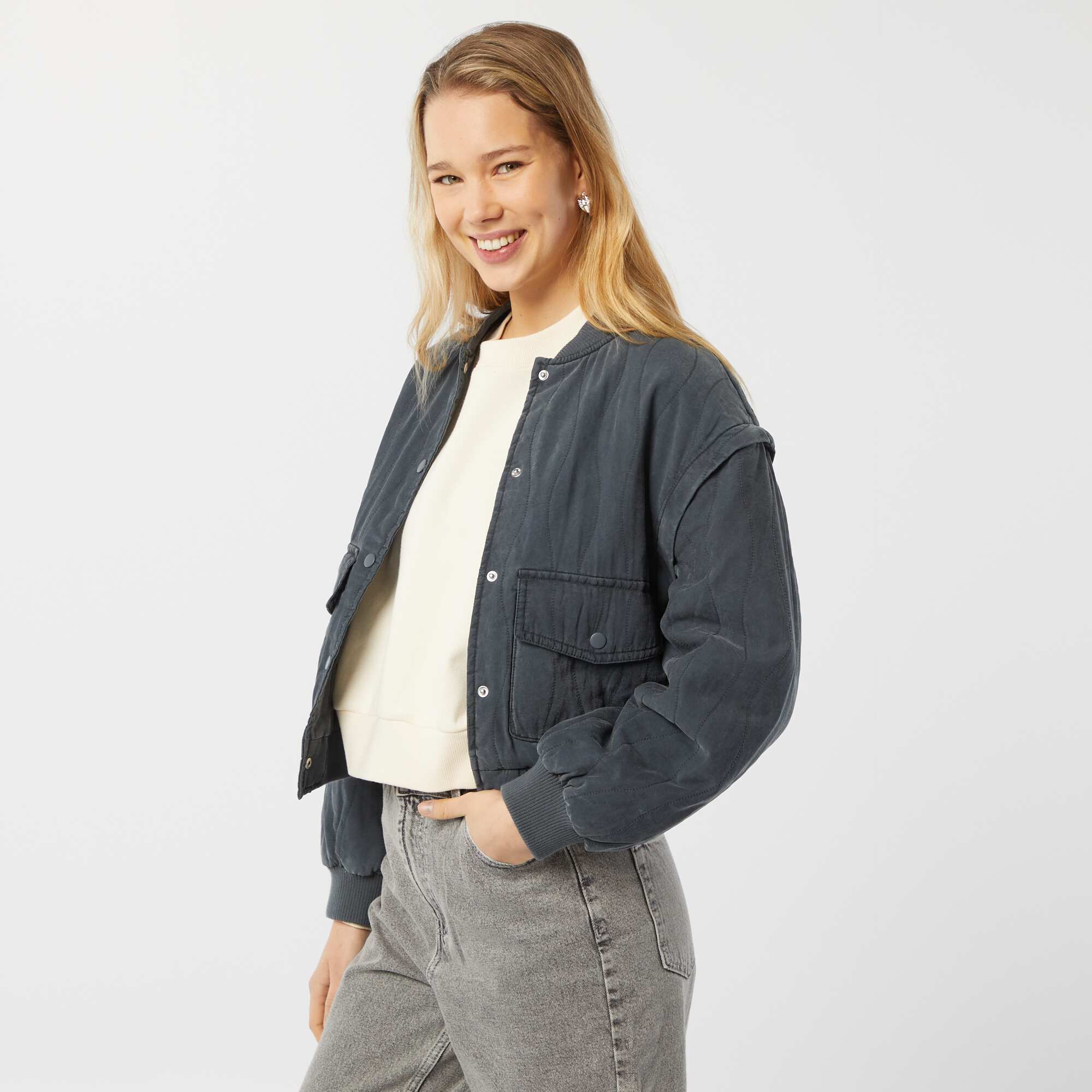 2-in-1 quilted jacket with detachable sleeves BLACK - Image 3