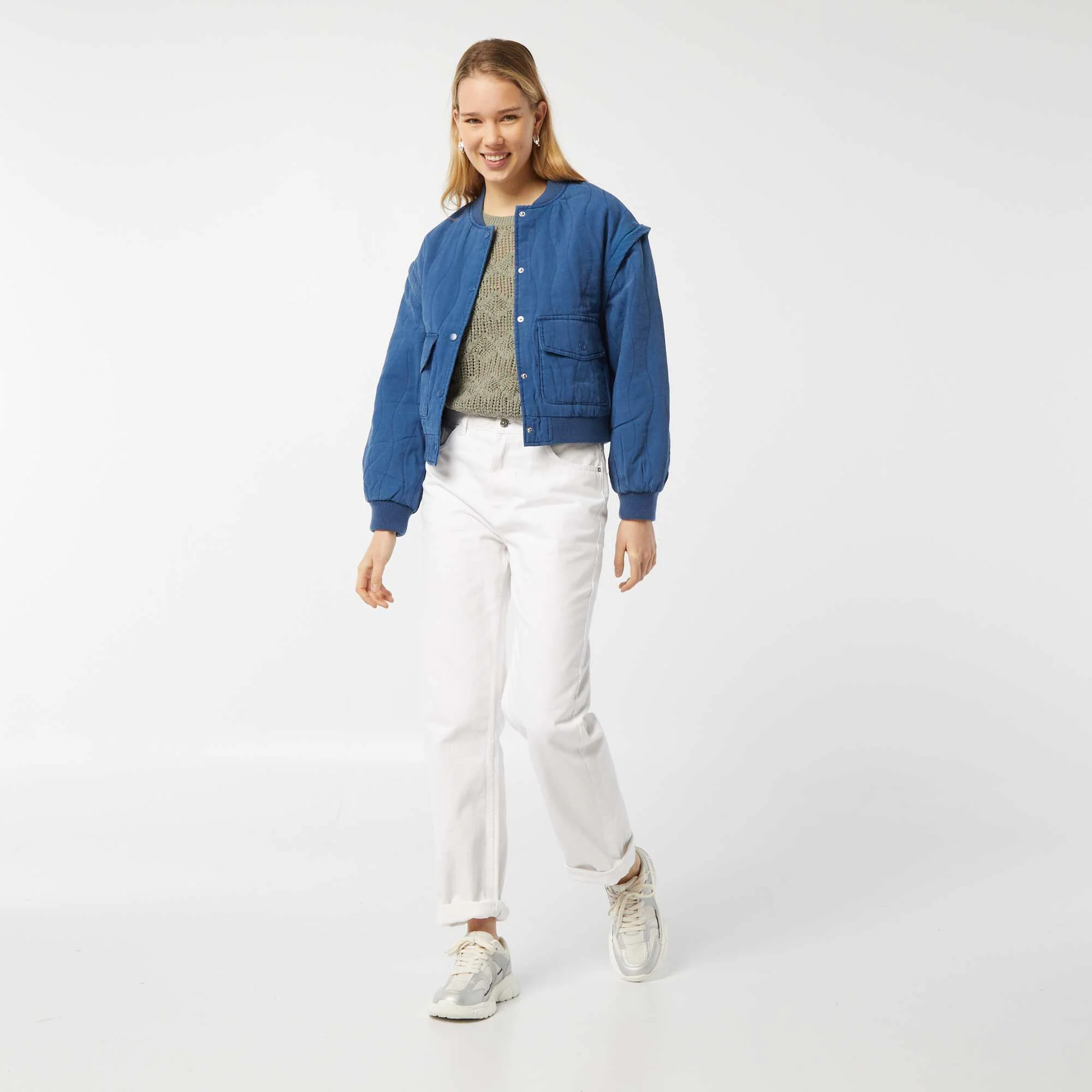 2-in-1 quilted jacket with detachable sleeves BLUE - Image 2