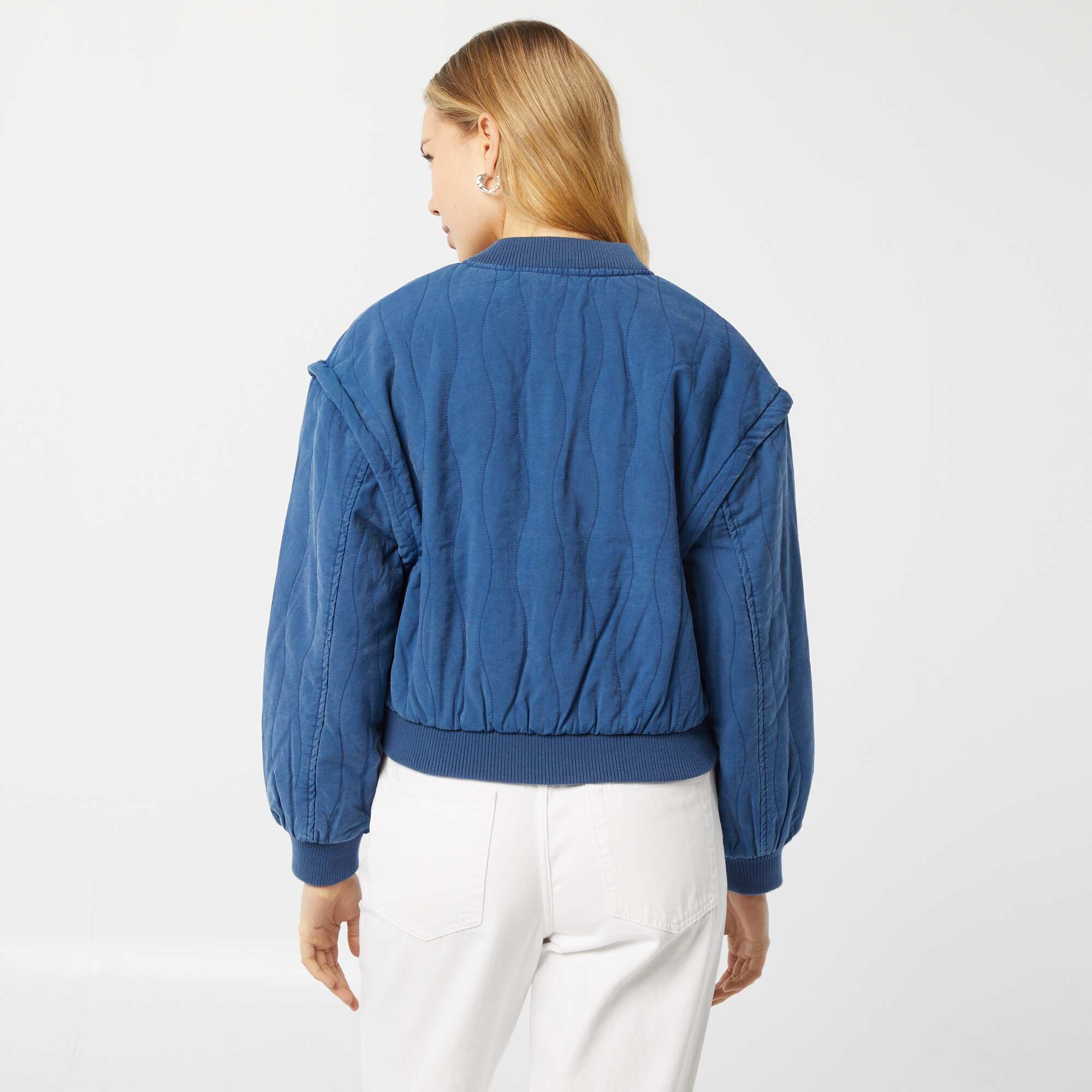 2-in-1 quilted jacket with detachable sleeves BLUE - Image 4