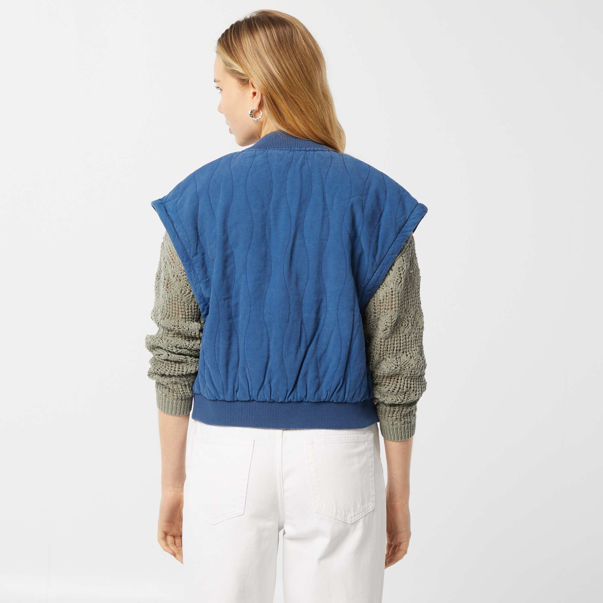 2-in-1 quilted jacket with detachable sleeves BLUE - Image 8