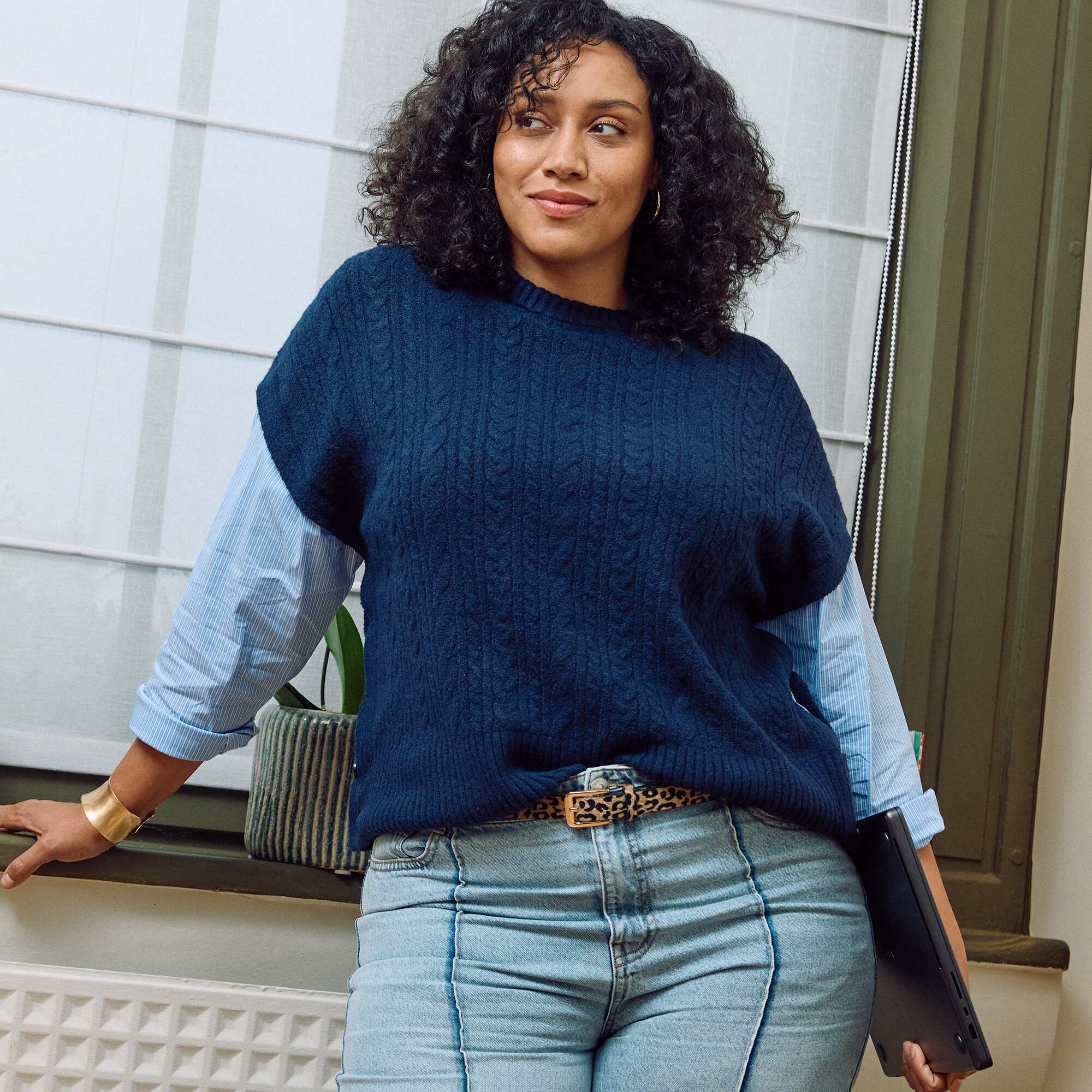 2-in-1 Sweater with Shirt BLUE - Image 2