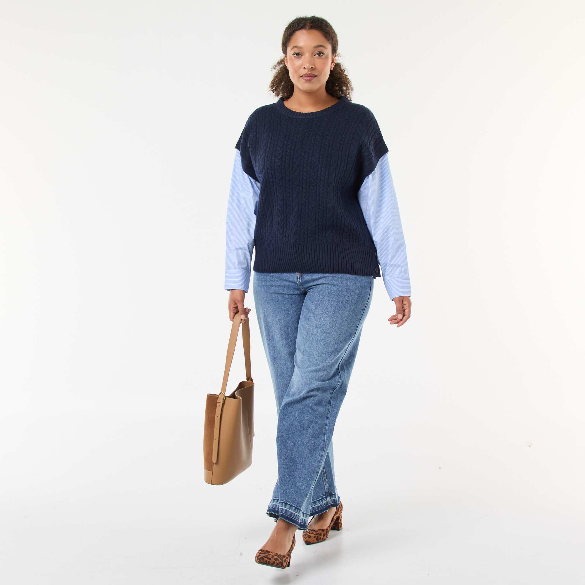 2-in-1 Sweater with Shirt BLUE - Image 3