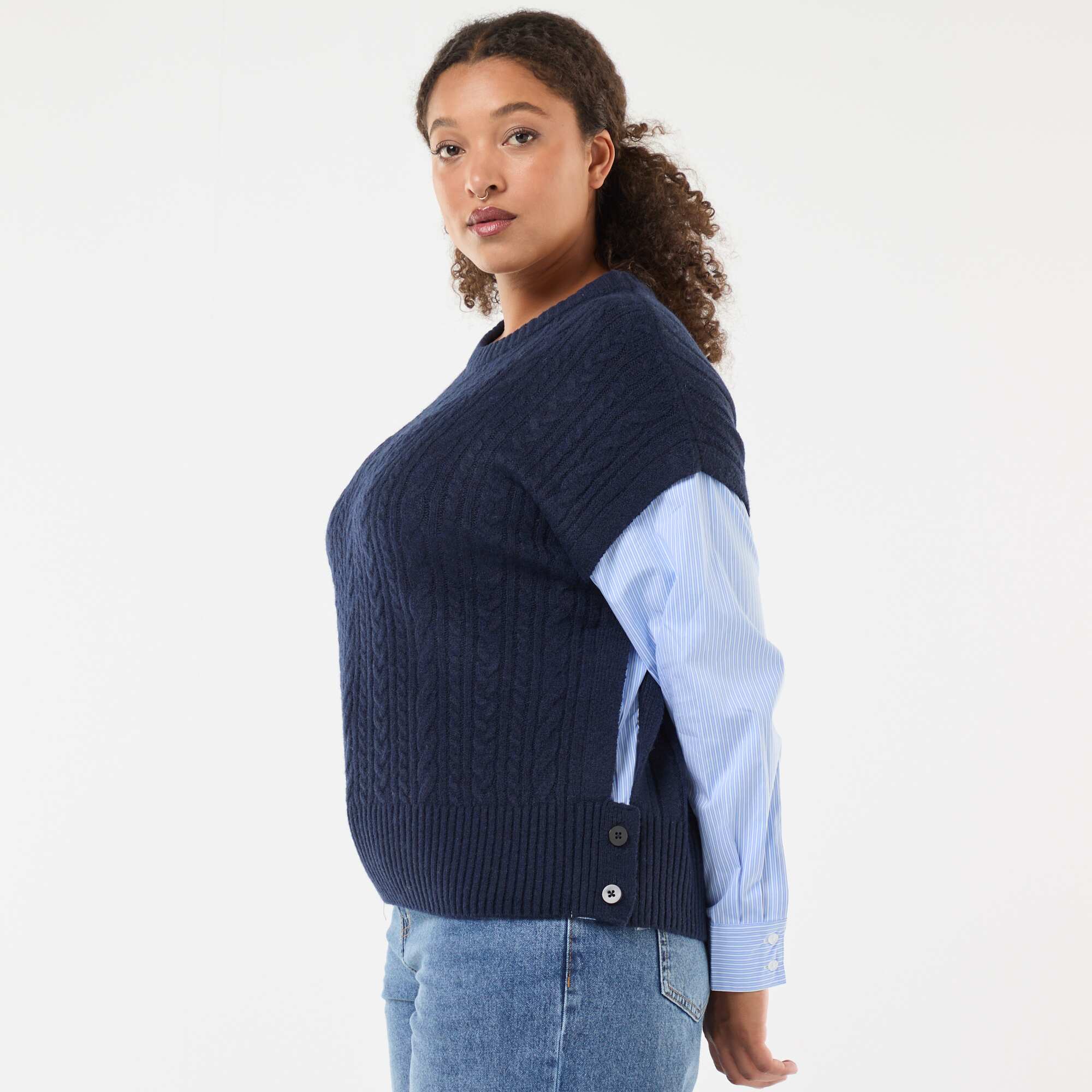 2-in-1 Sweater with Shirt BLUE - Image 5