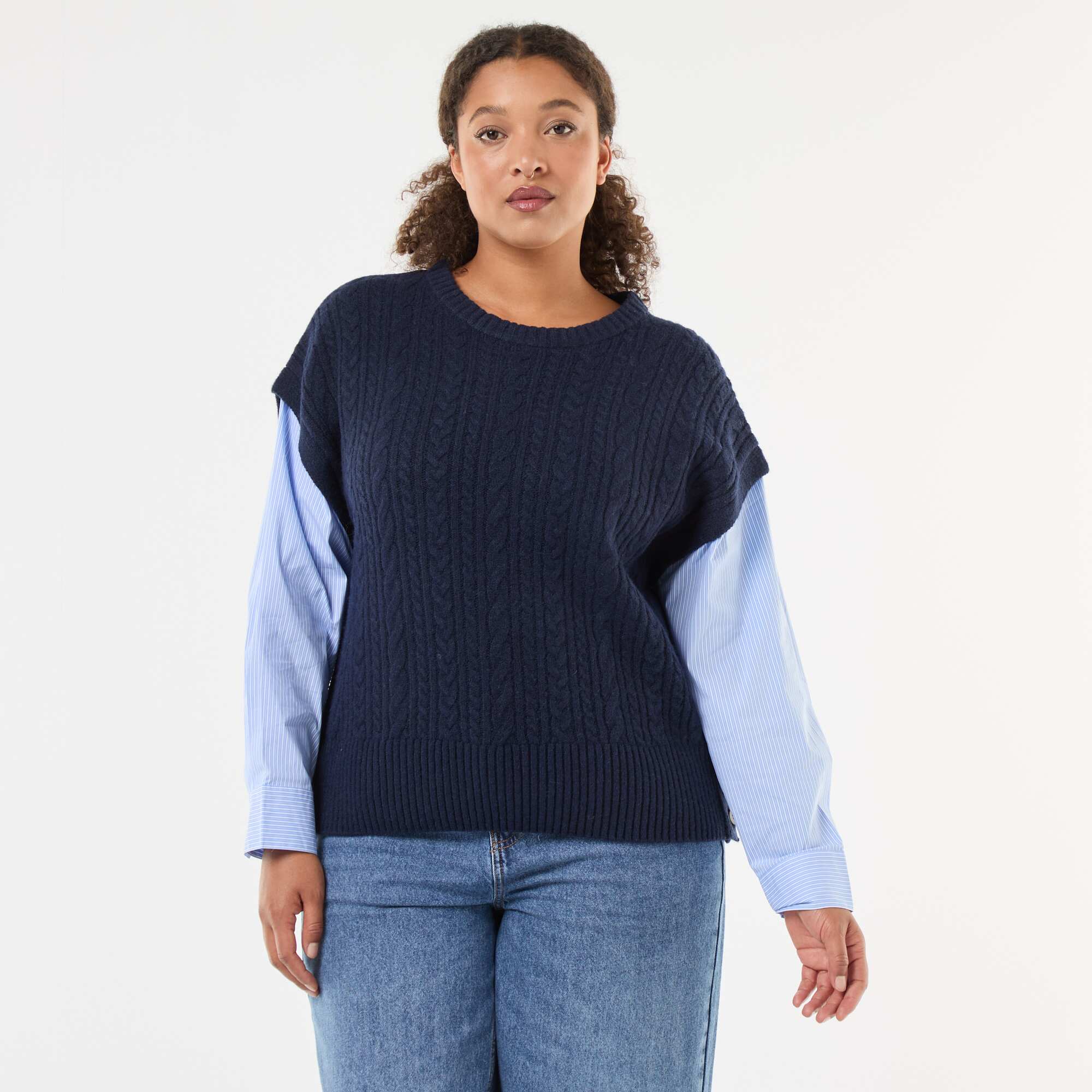 2-in-1 Sweater with Shirt BLUE - Image 7
