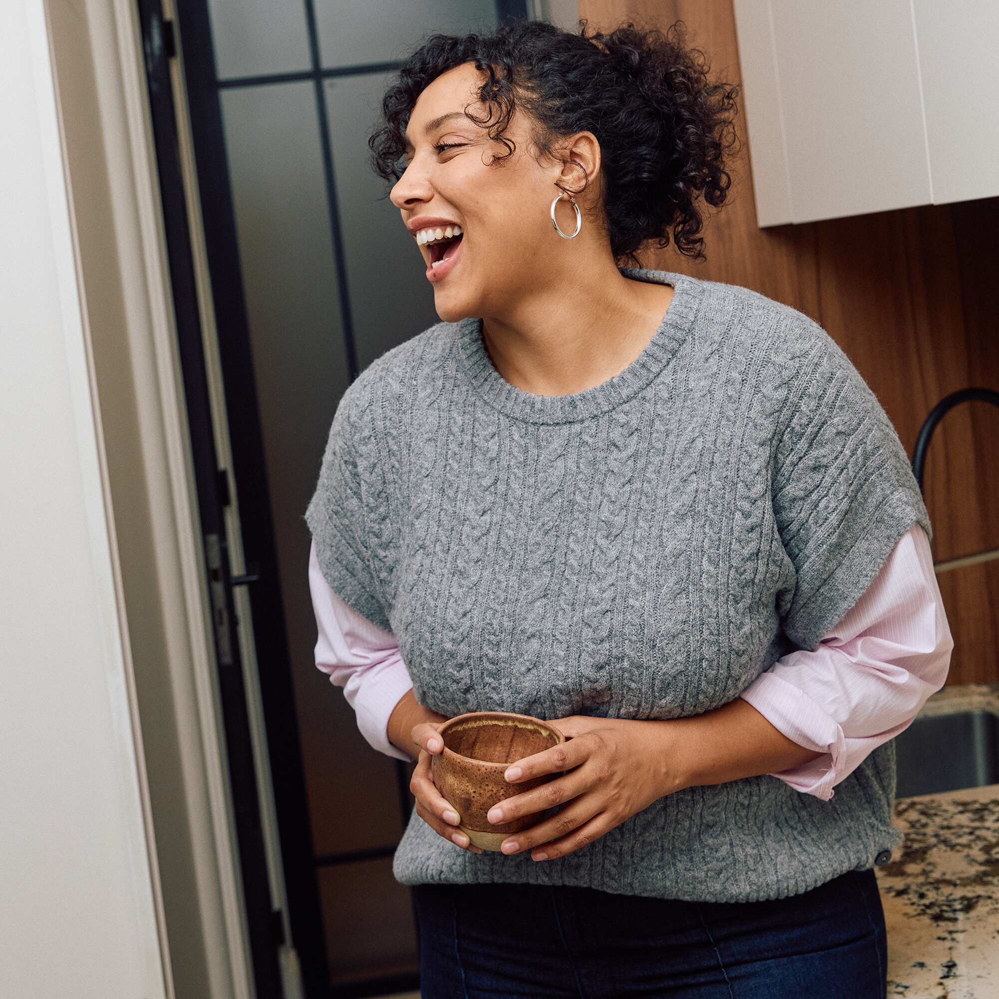 2-in-1 Sweater with Shirt GREY - Image 2