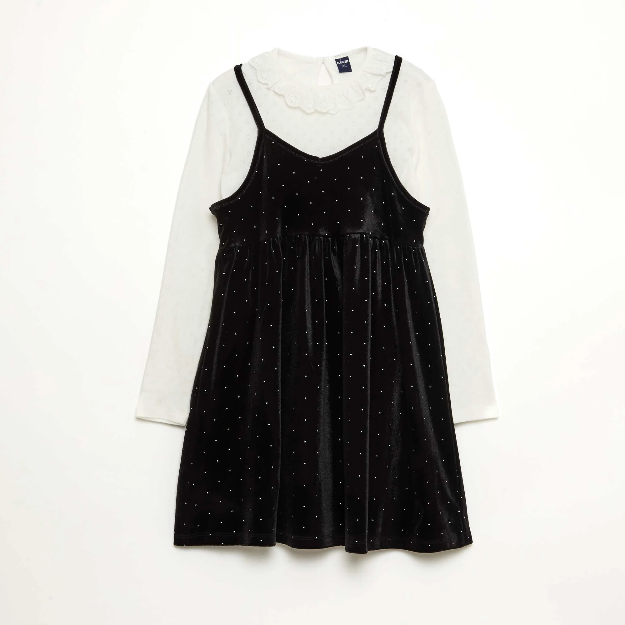 2-in-1 Velvet Dress with Rhinestones BLACK - Image 2
