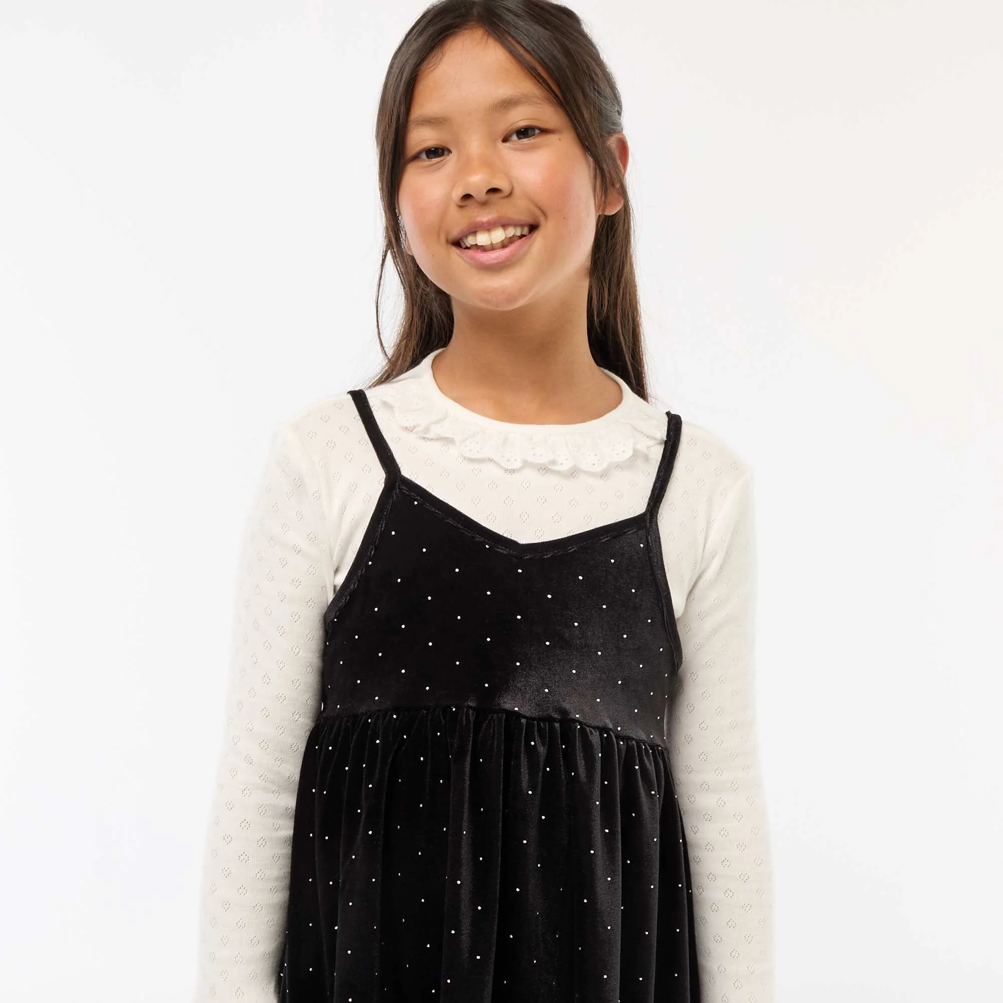 2-in-1 Velvet Dress with Rhinestones BLACK - Image 4