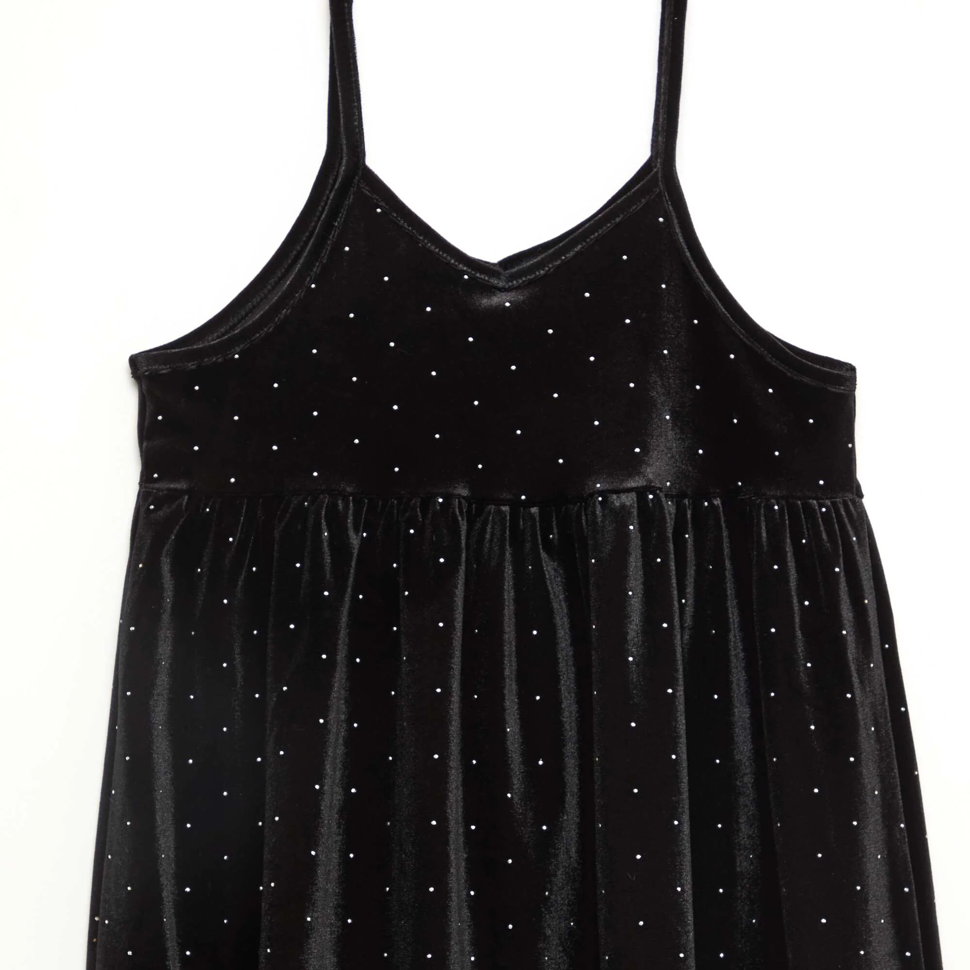 2-in-1 Velvet Dress with Rhinestones BLACK - Image 9