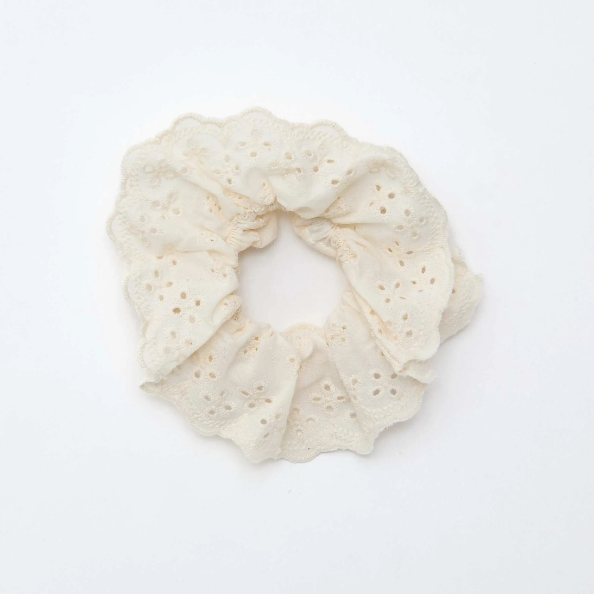 2-Pack Broderie Anglaise Scrunchies WHITE