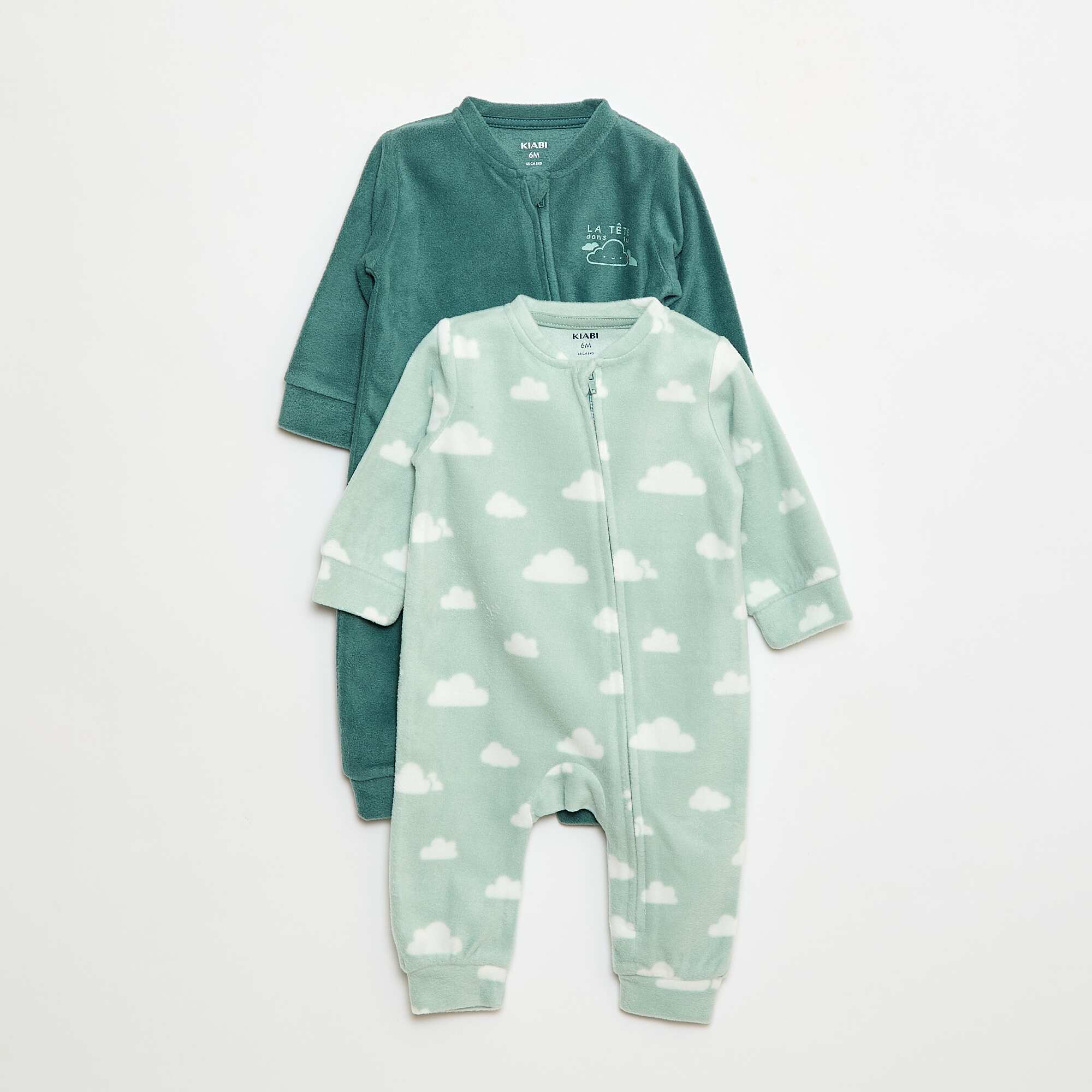 2-Pack Fleece Footed Pajamas - 2 pieces GREEN