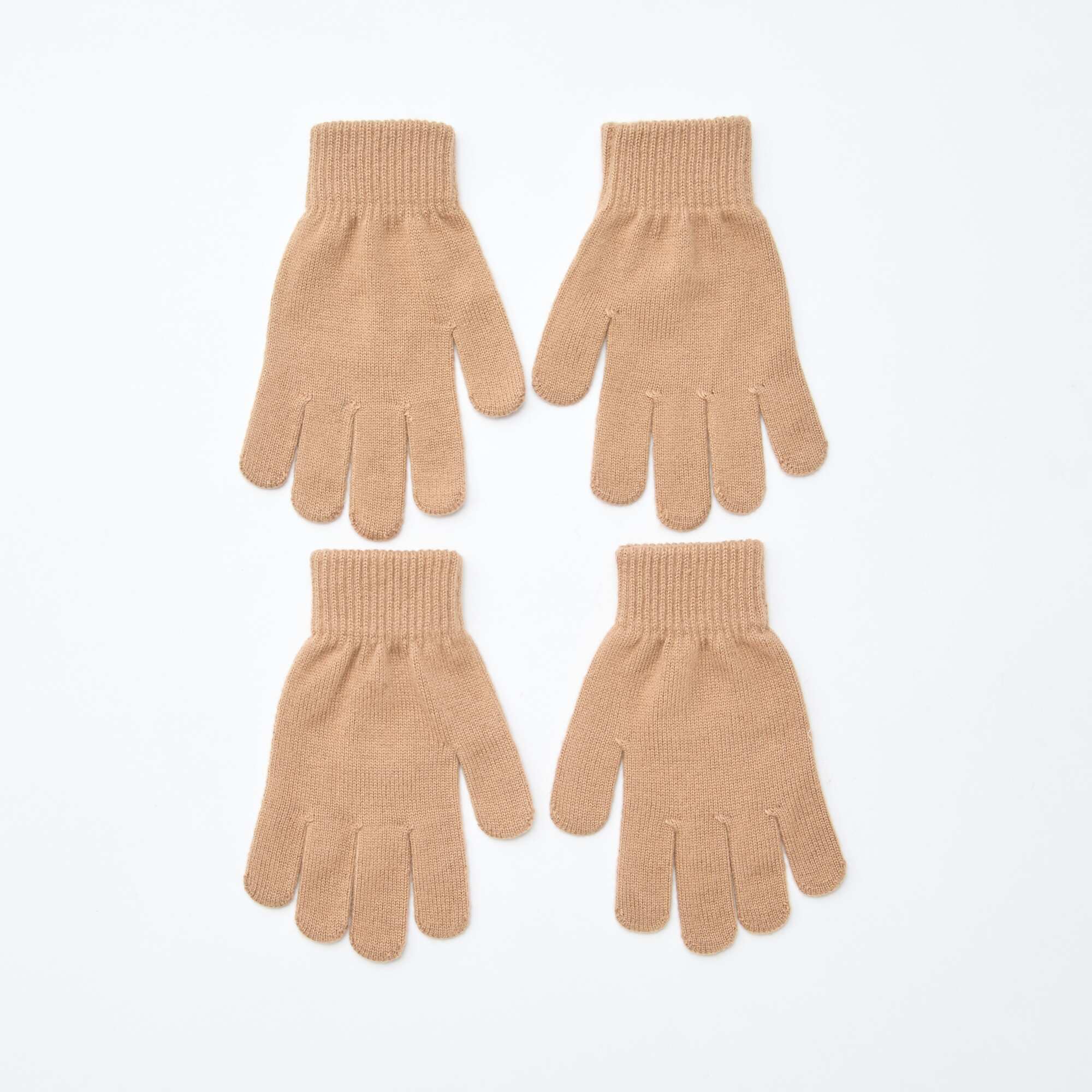2-Pack Knitted Gloves BEIGE