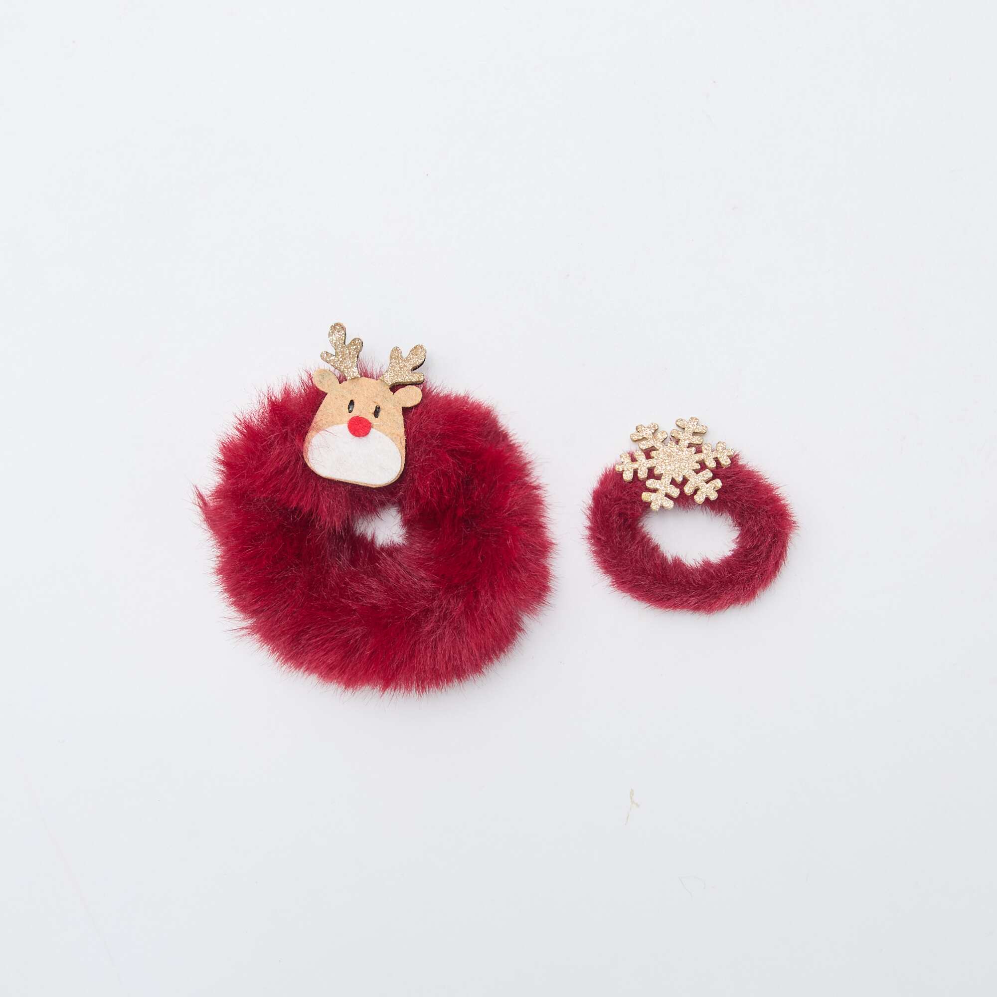 2-Pack of Fluffy Christmas Scrunchies RED