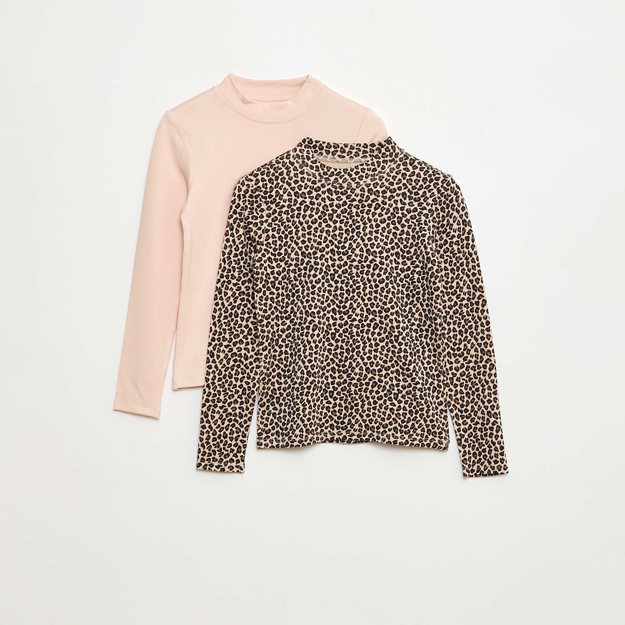 2-Pack Roll Neck T-shirts PINK