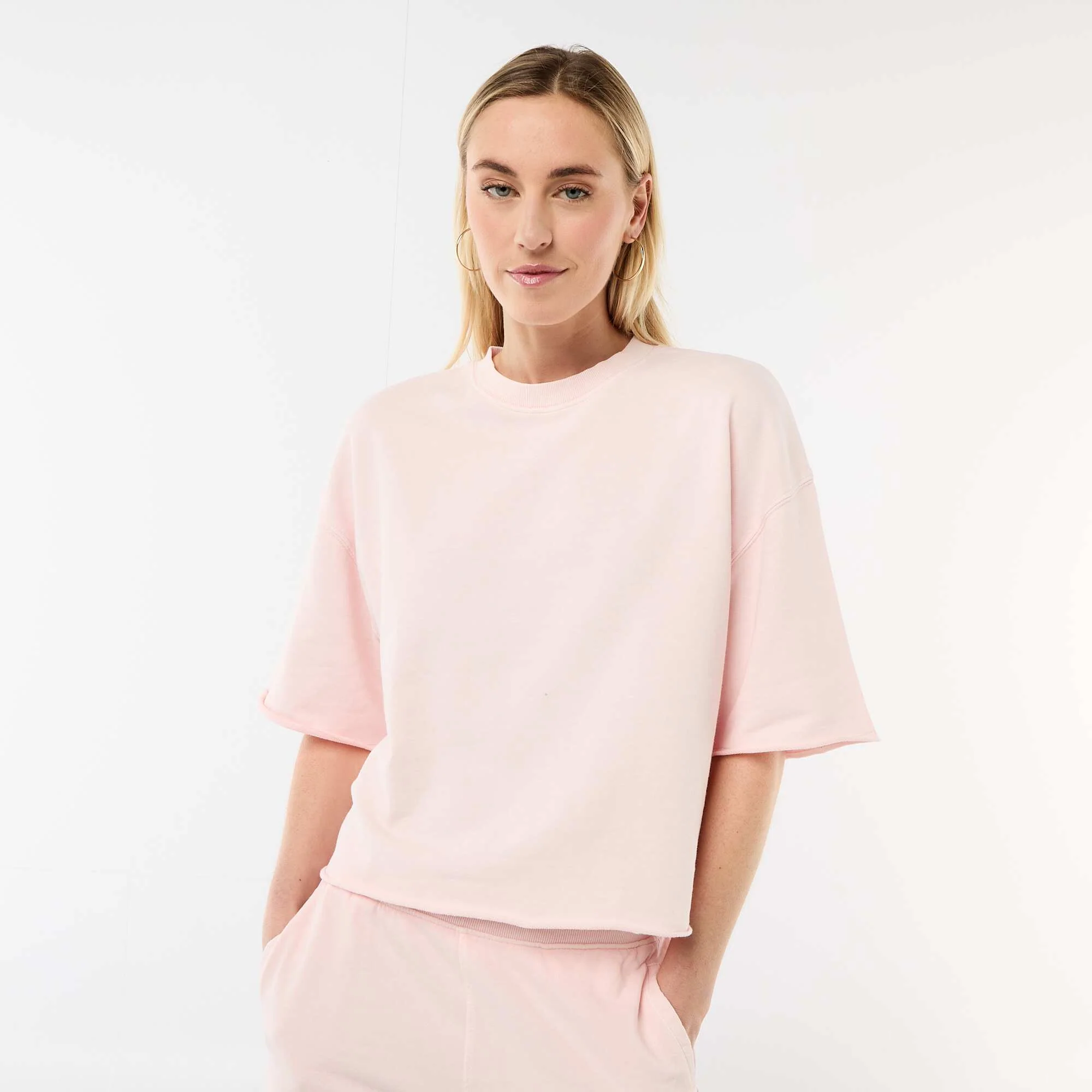 3/4 Sleeve French Terry T-shirt PINK - Image 3