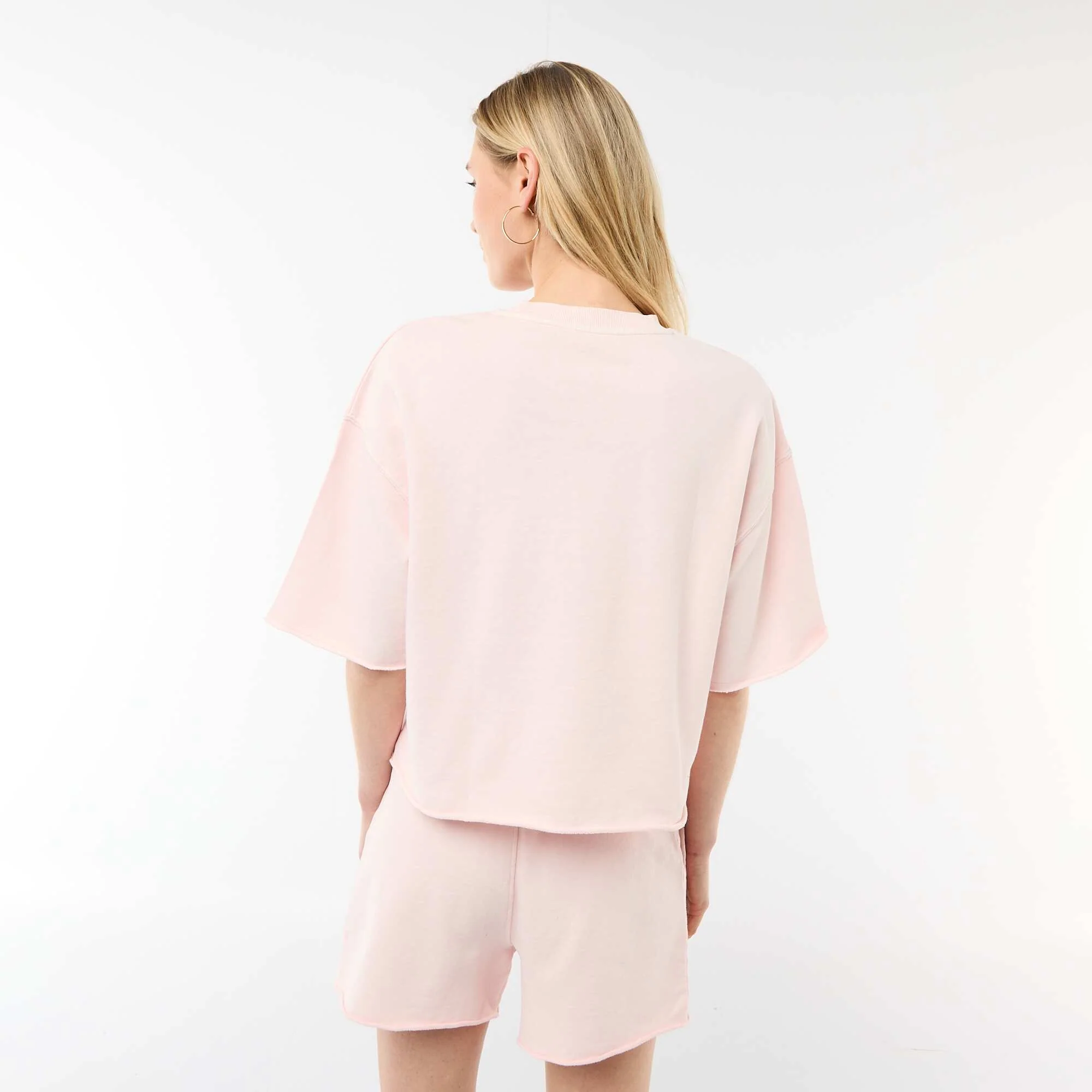 3/4 Sleeve French Terry T-shirt PINK - Image 4