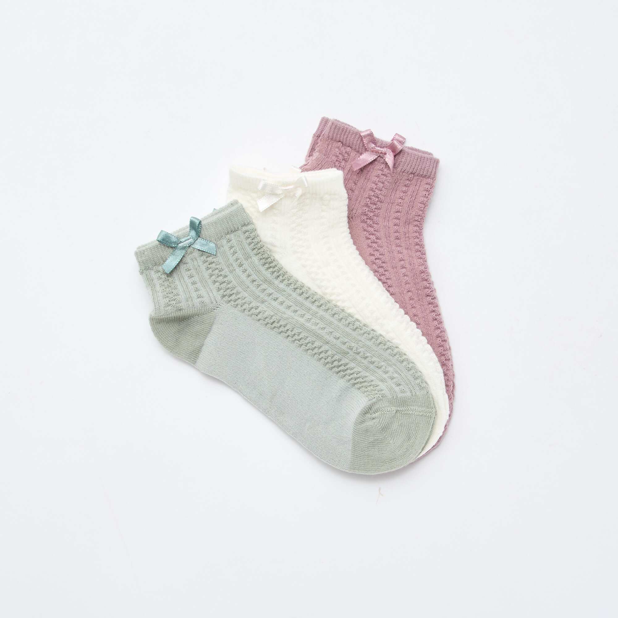 3-Pack of Ankle Socks with Ruffles GREEN