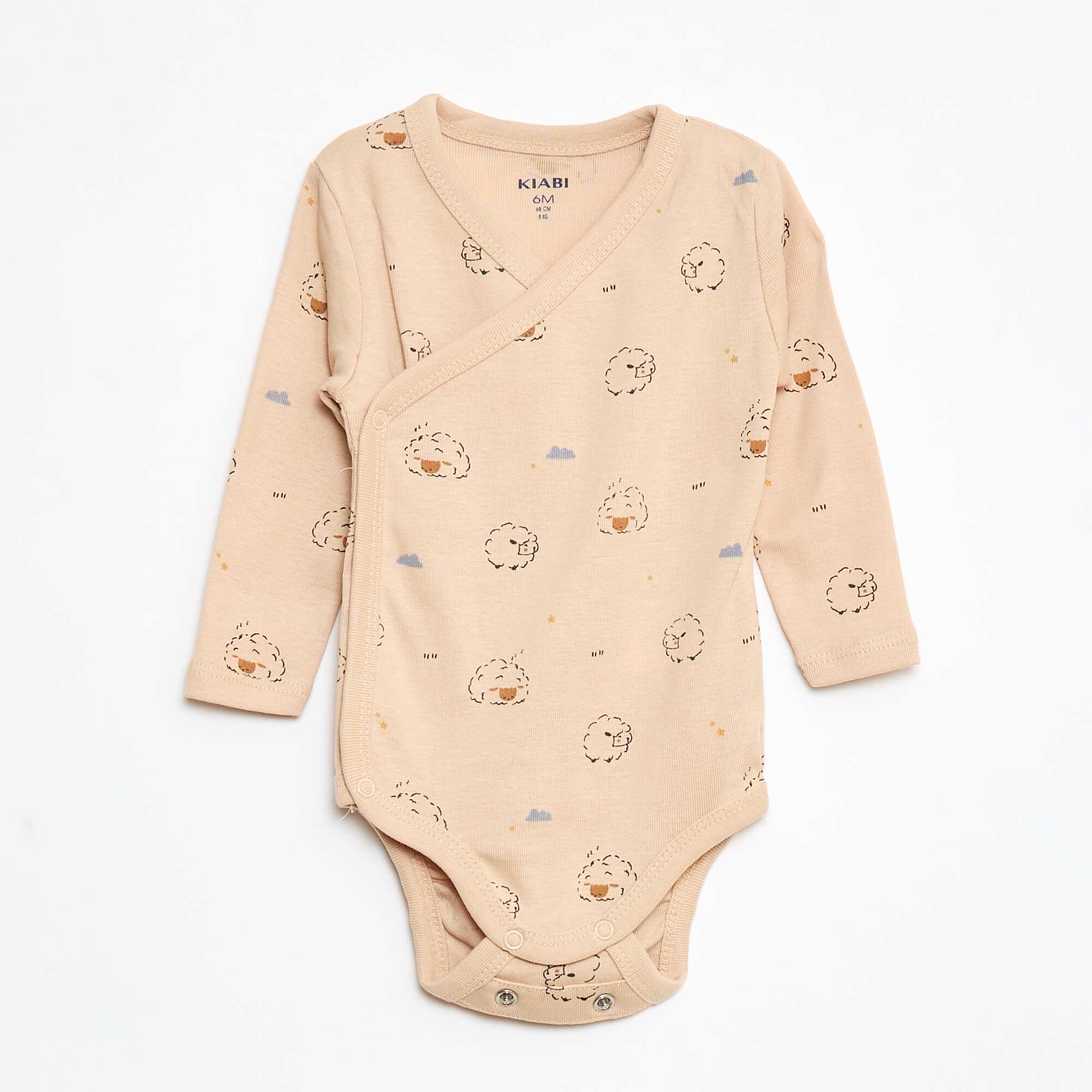 3-Pack of Long-Sleeve Bodysuits with Snap Closure BEIGE - Image 3