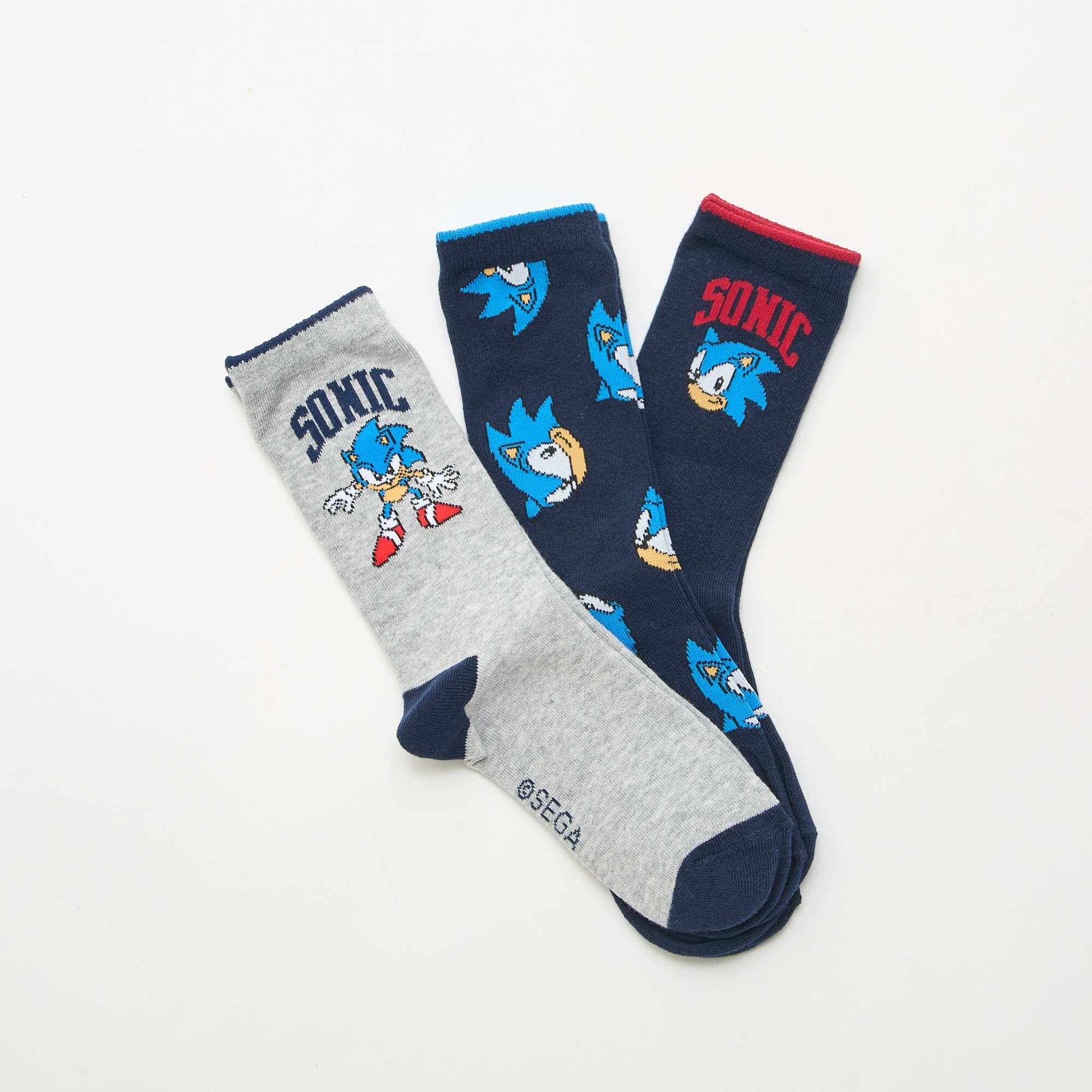 3-Pack of 'Sonic' Mid-Calf Socks BLUE