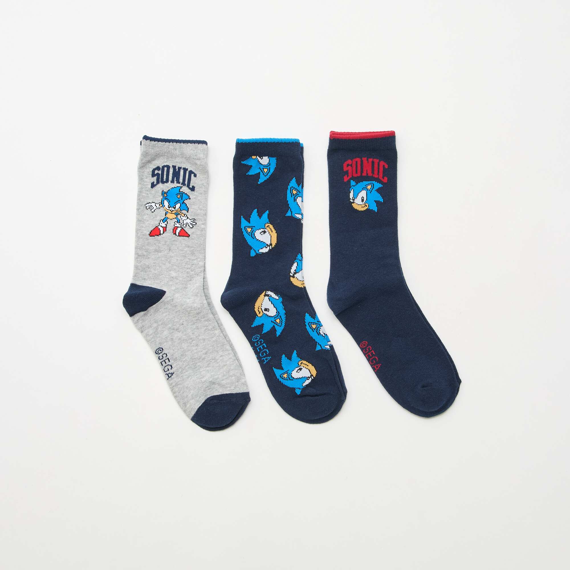 3-Pack of 'Sonic' Mid-Calf Socks BLUE - Image 2