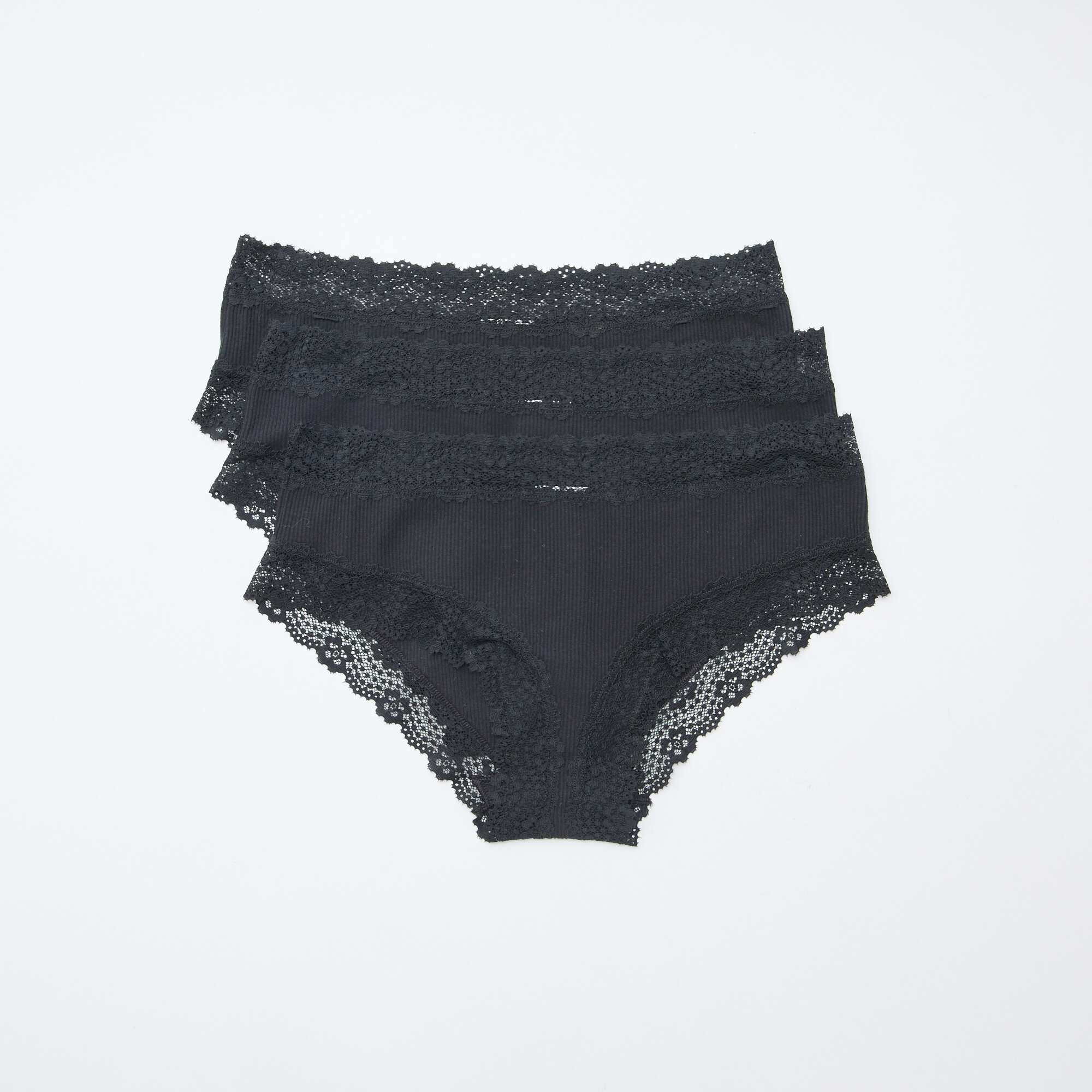 3-Pack Ribbed Shorties BLACK - Image 3