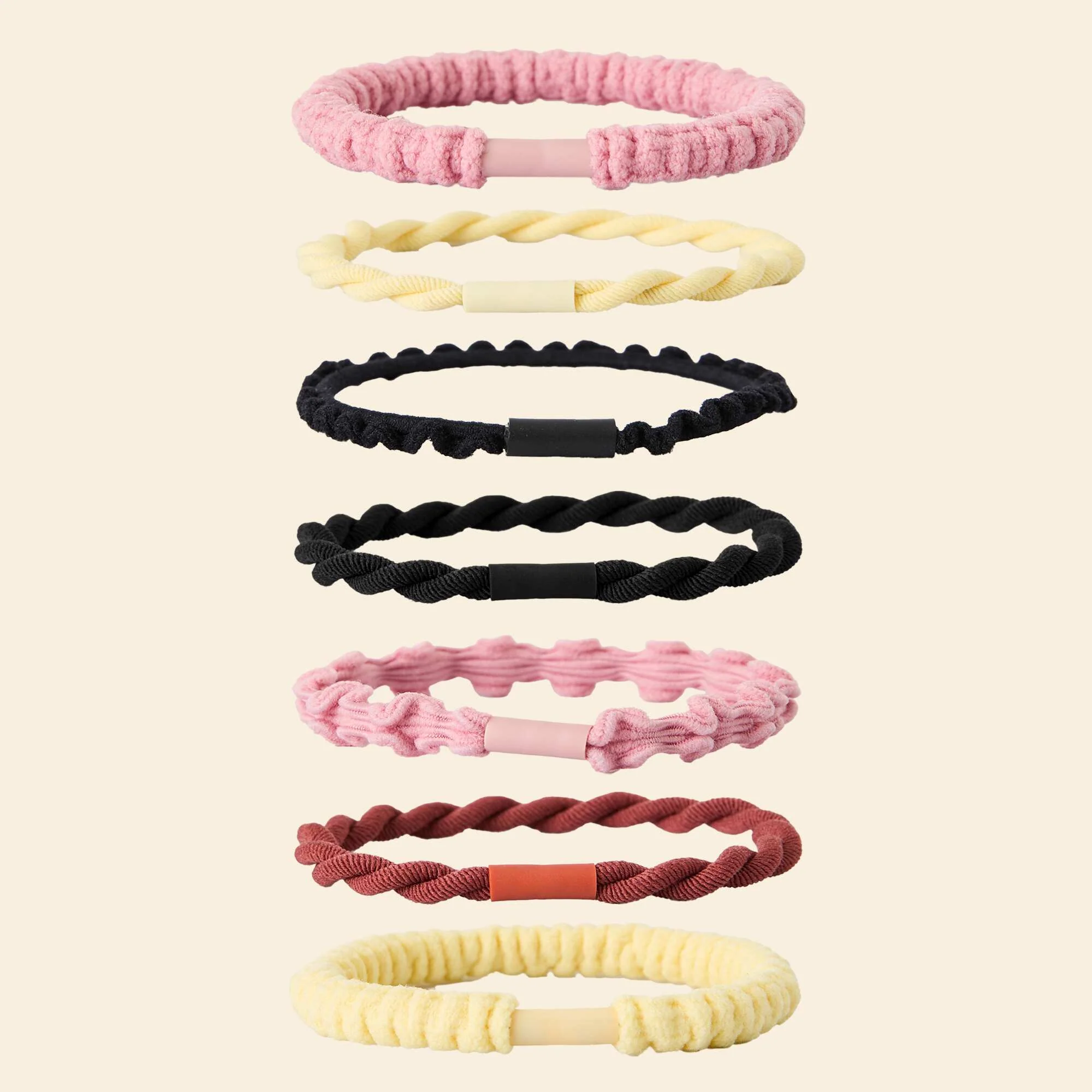 7-Pack Hair Elastics PINK