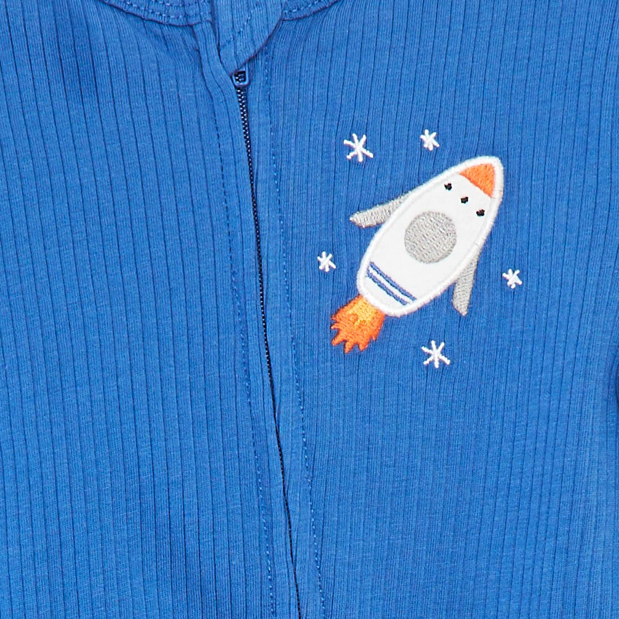 A lightweight zip-up sleepsuit with short sleeves BLUE - Image 2