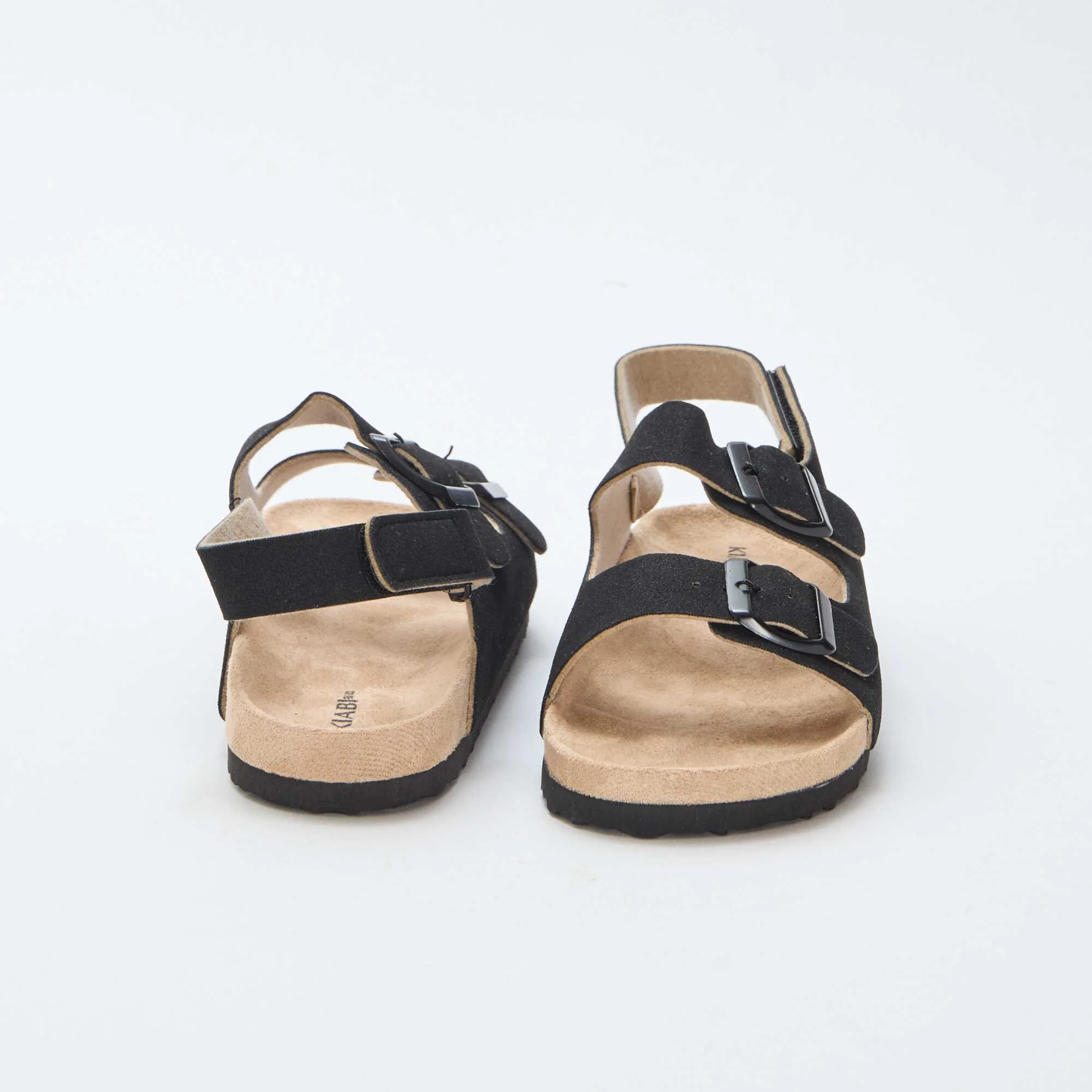 Adjustable Faux Suede Flat Sandals BLACK - Image 3