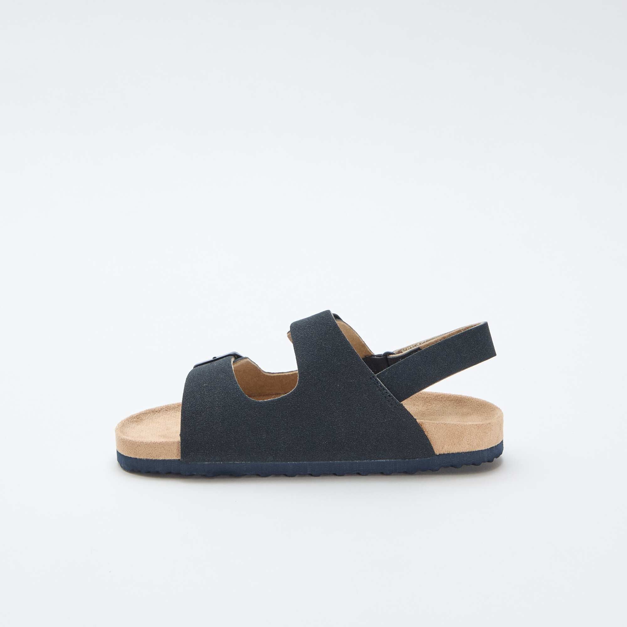 Adjustable Faux Suede Flat Sandals BLUE - Image 4