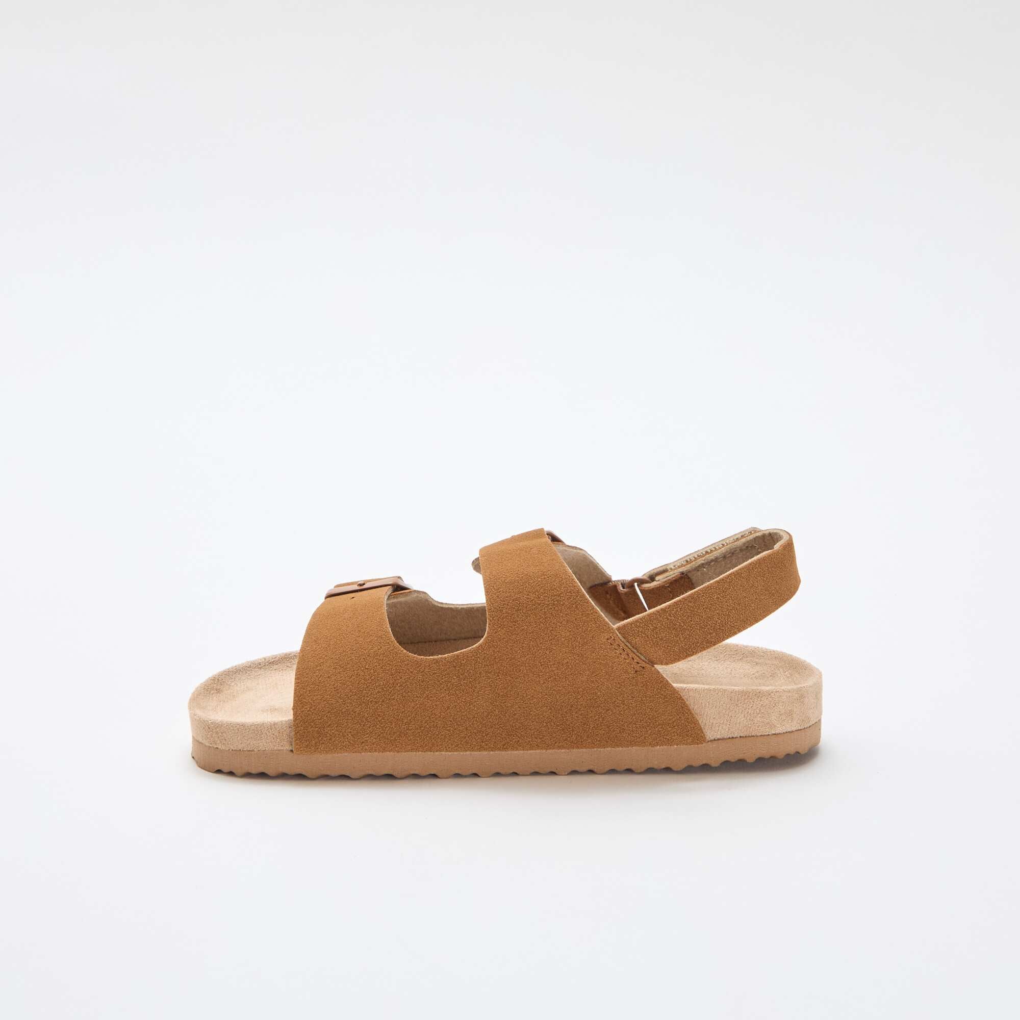 Adjustable Faux Suede Flat Sandals BROWN - Image 4