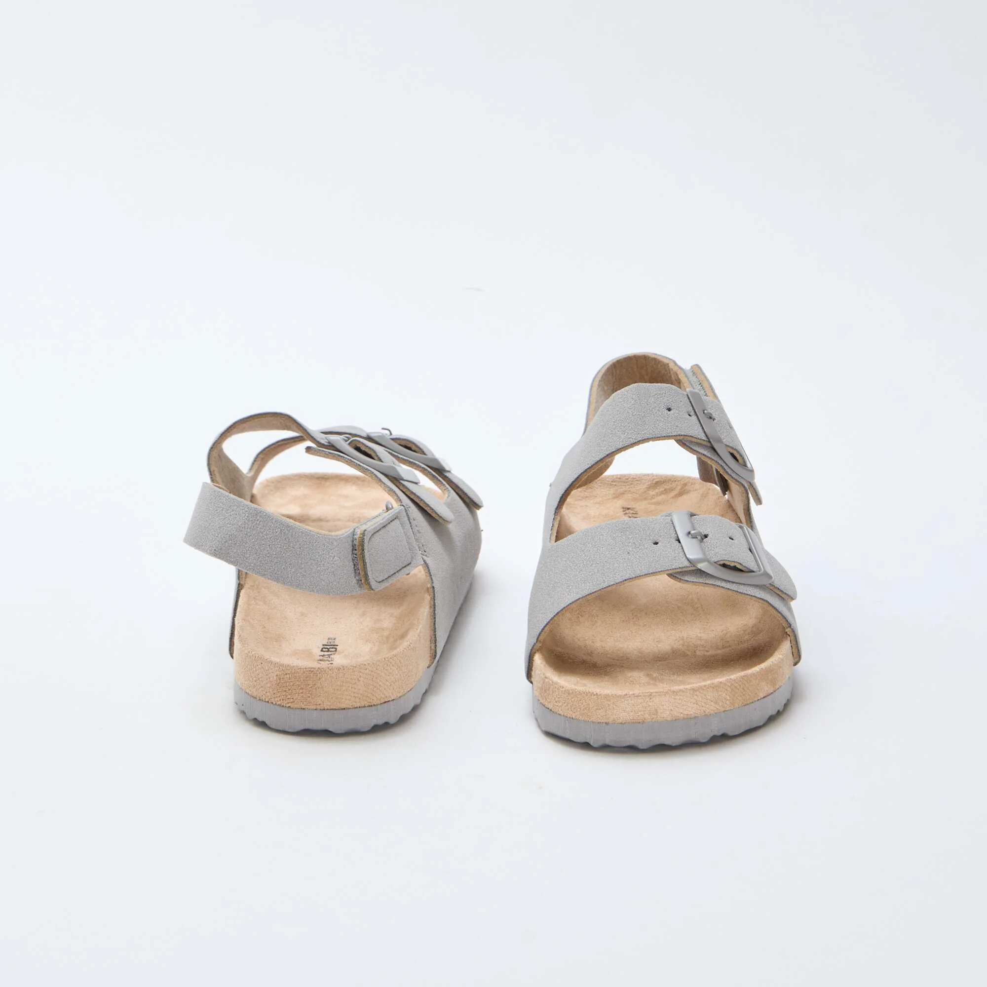 Adjustable Faux Suede Flat Sandals GREY - Image 3