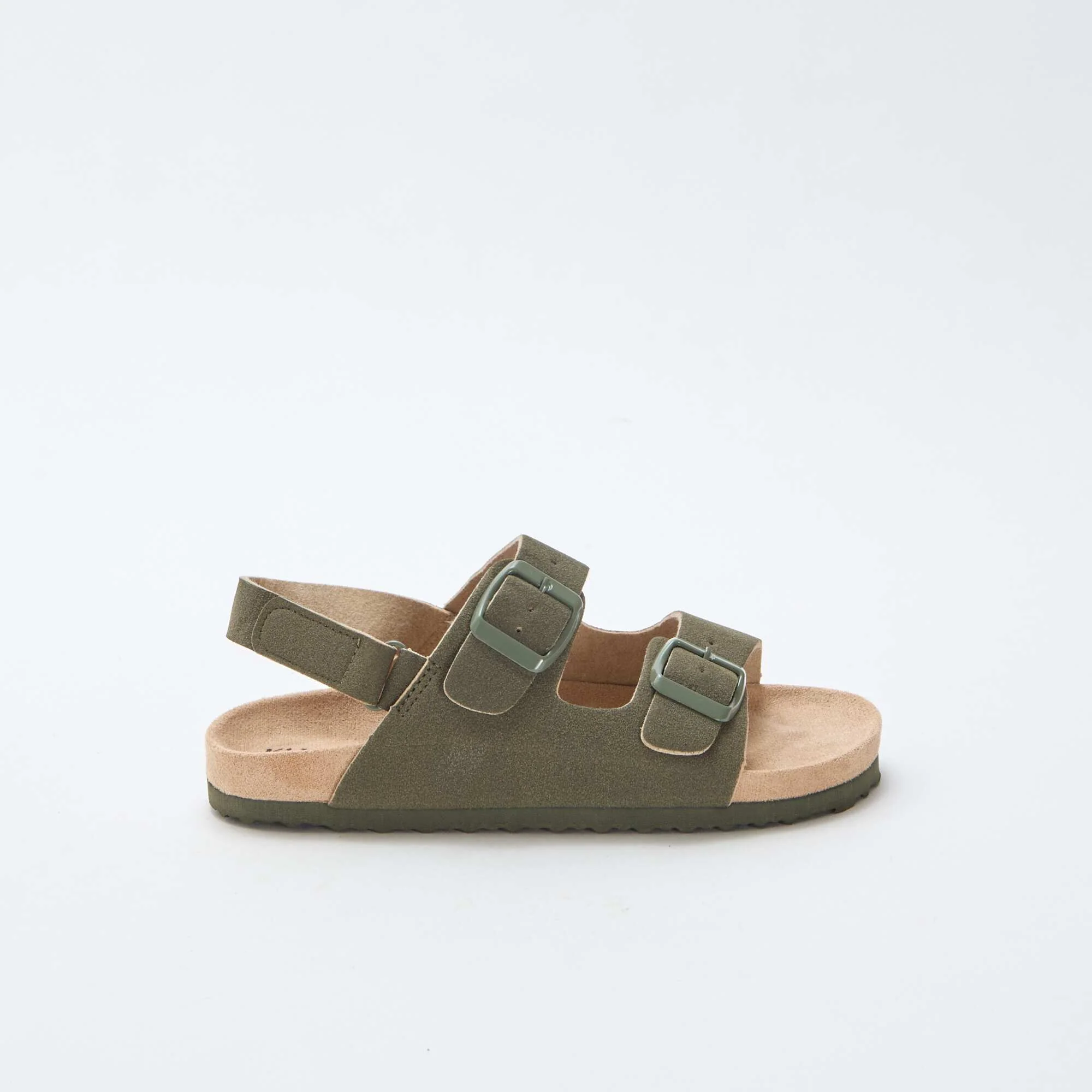 Adjustable Suedette Flat Sandals KHAKI - Image 2