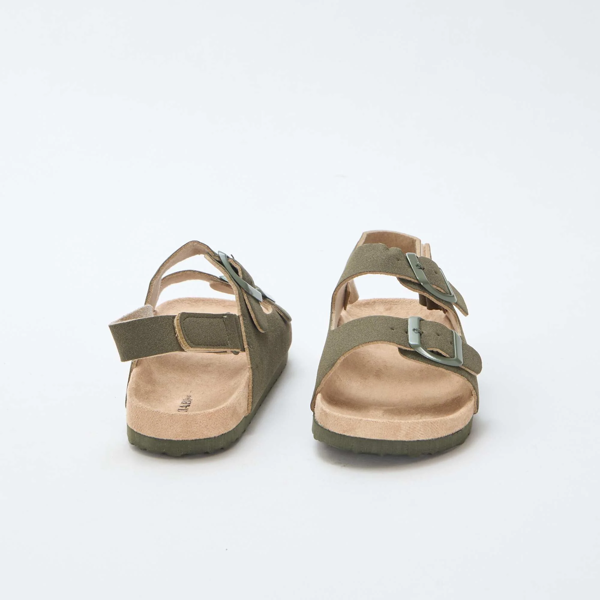 Adjustable Suedette Flat Sandals KHAKI - Image 3