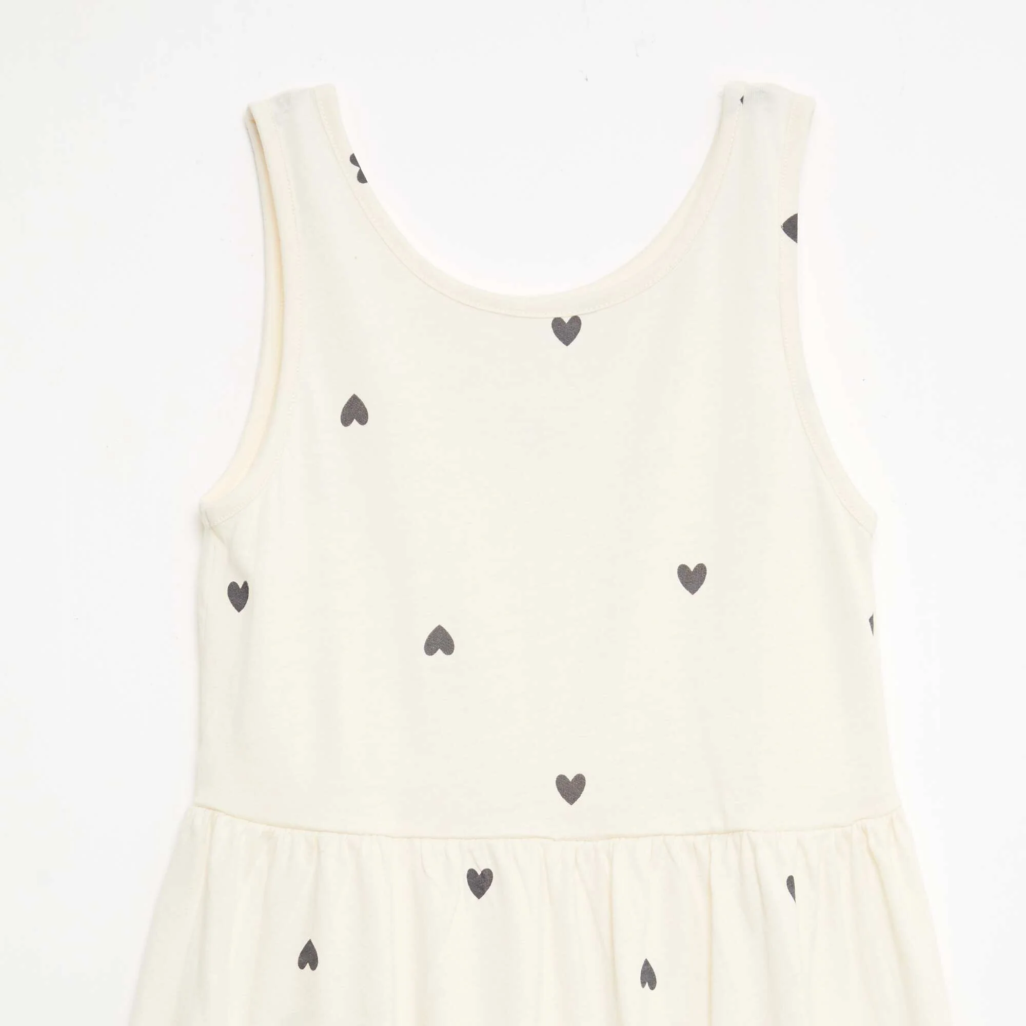 All-Over Cotton Knit Dress with Thin Straps BEIGE - Image 2