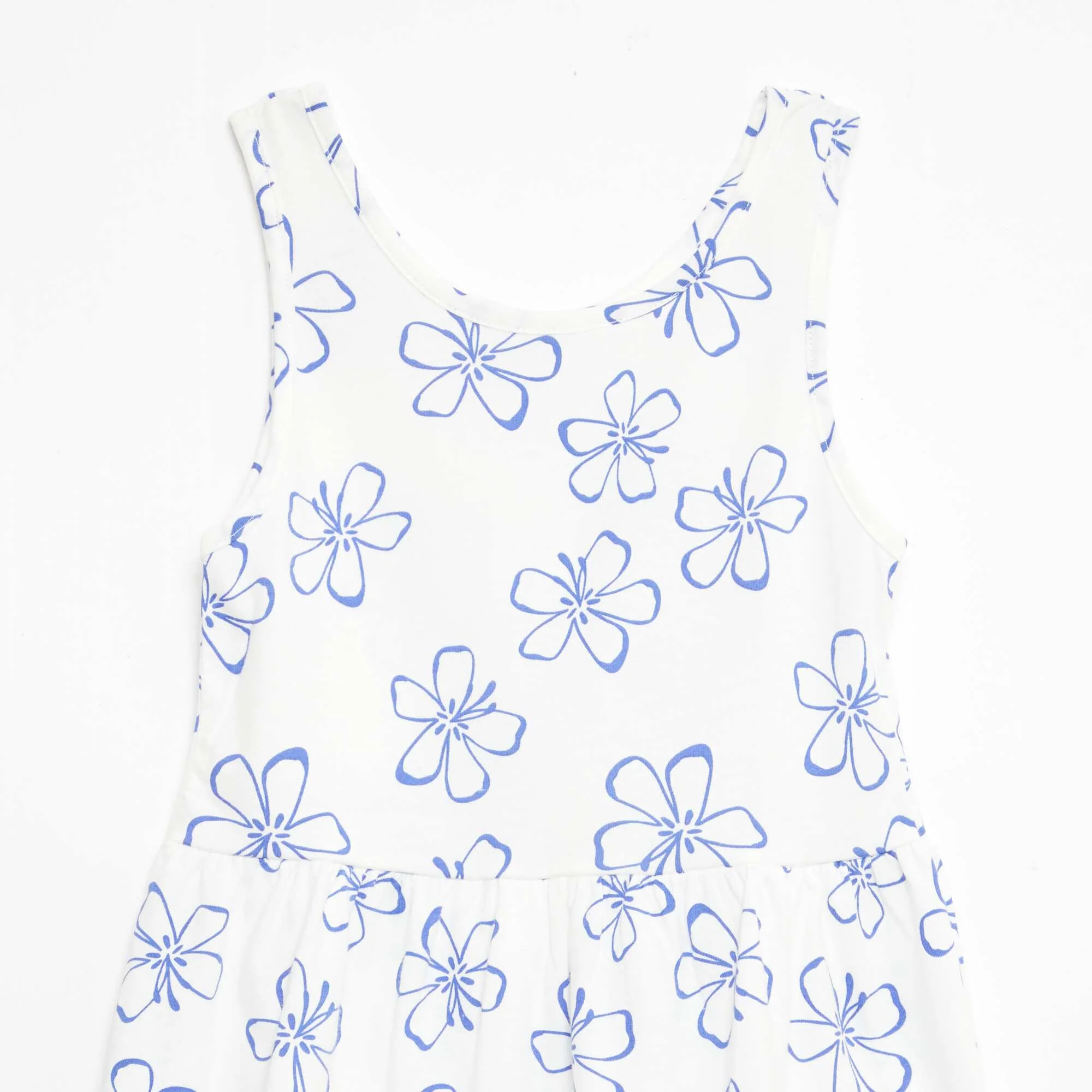 All-Over Cotton Knit Dress with Thin Straps WHITE - Image 2
