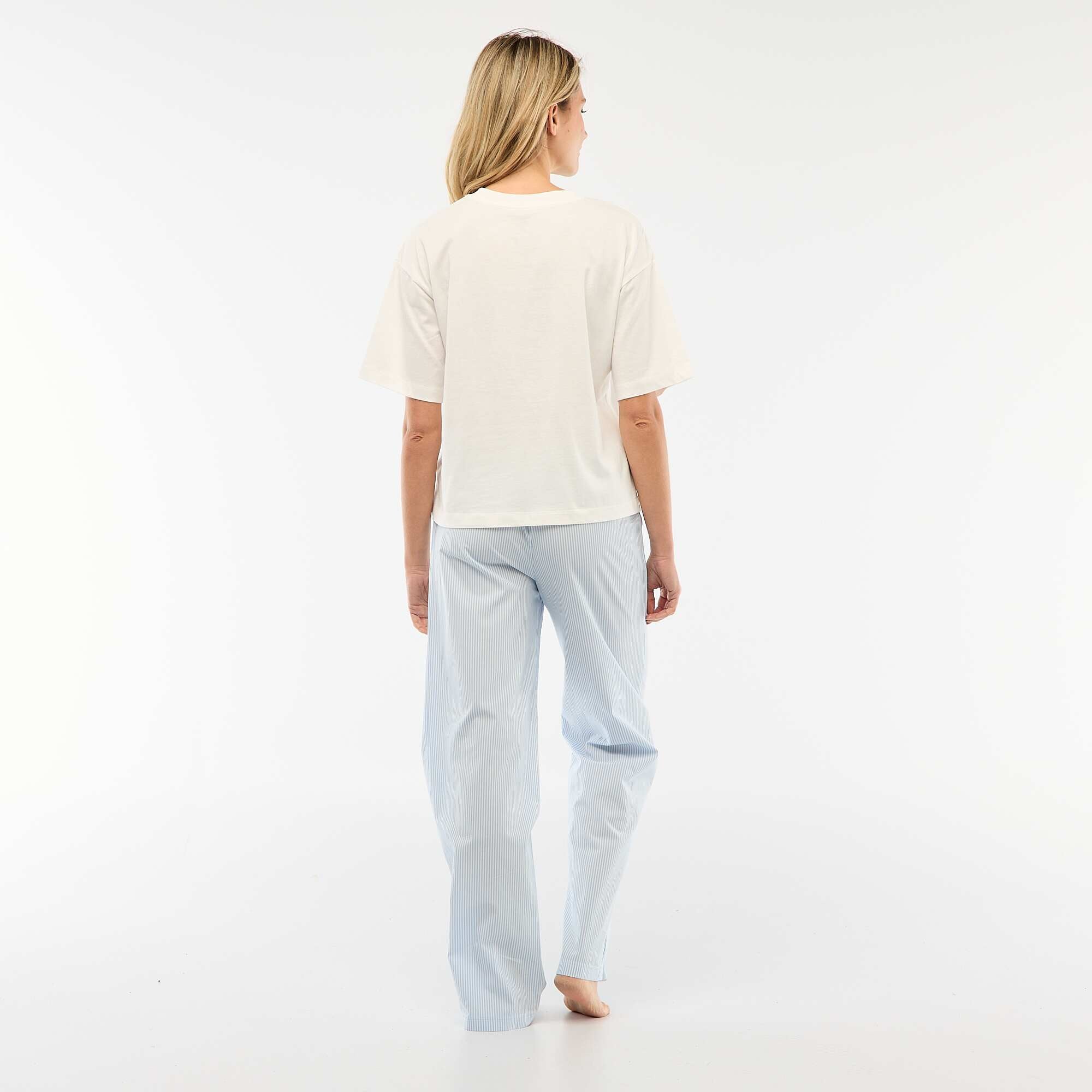 Angel Poplin T-Shirt + Pants Pajama Set - 2 Piece WHITE - Image 2