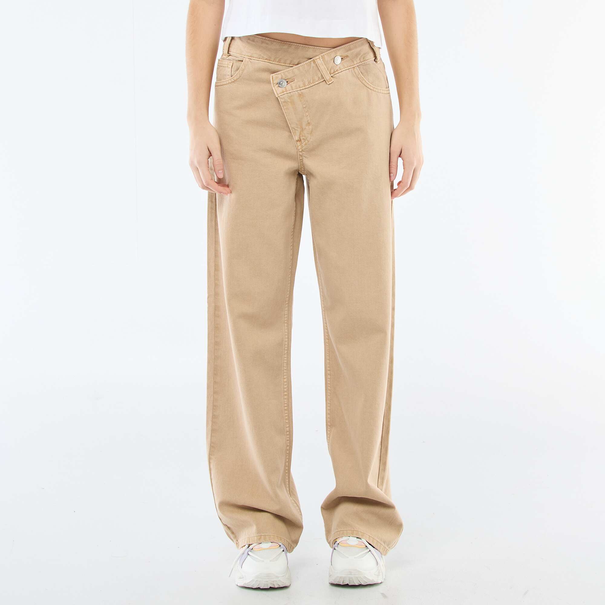 Asymmetrical Twill Pants BEIGE - Image 2