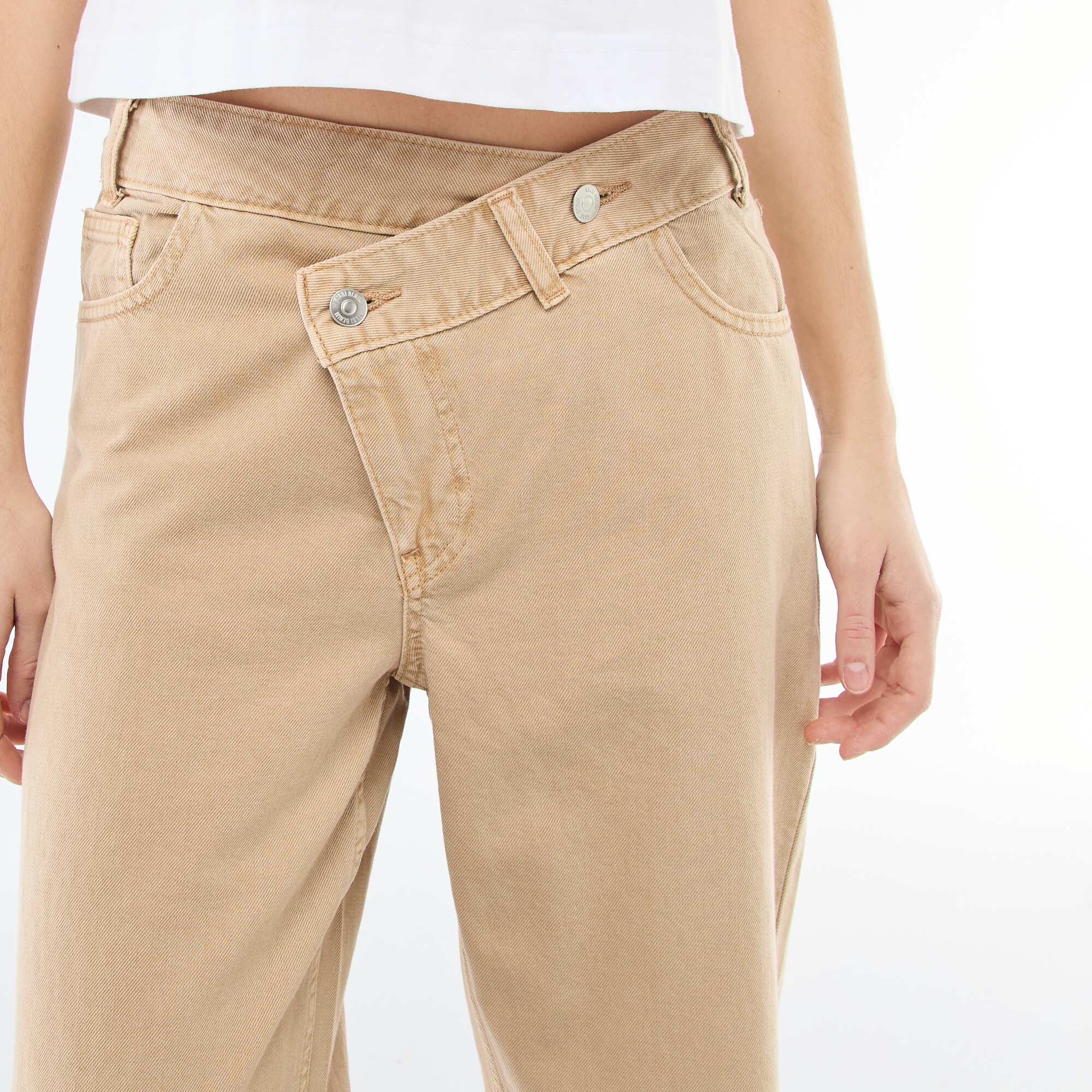 Asymmetrical Twill Pants BEIGE - Image 5