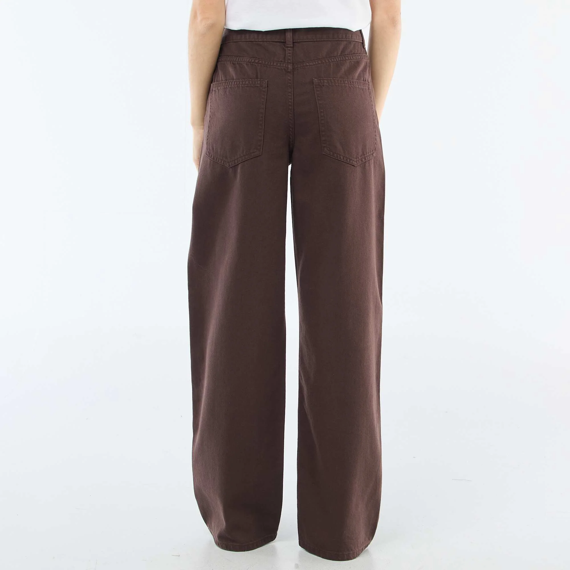 Asymmetrical Twill Pants BROWN - Image 3