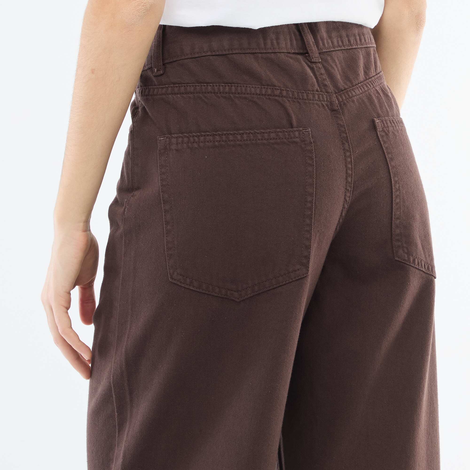 Asymmetrical Twill Pants BROWN - Image 5