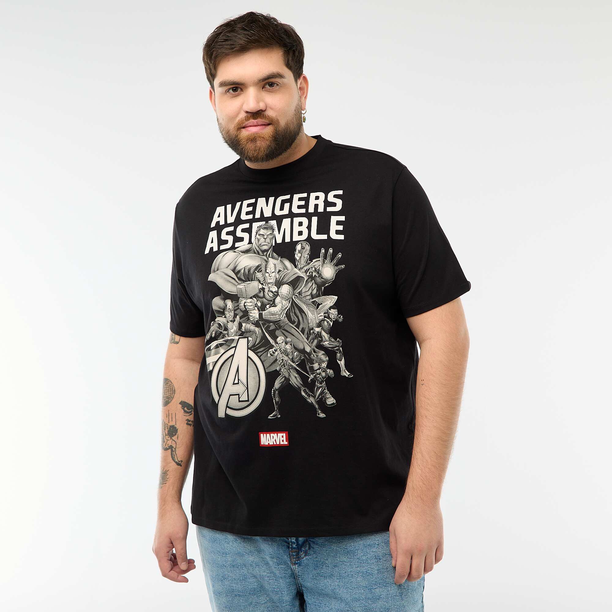 Avengers' Print T-shirt BLACK