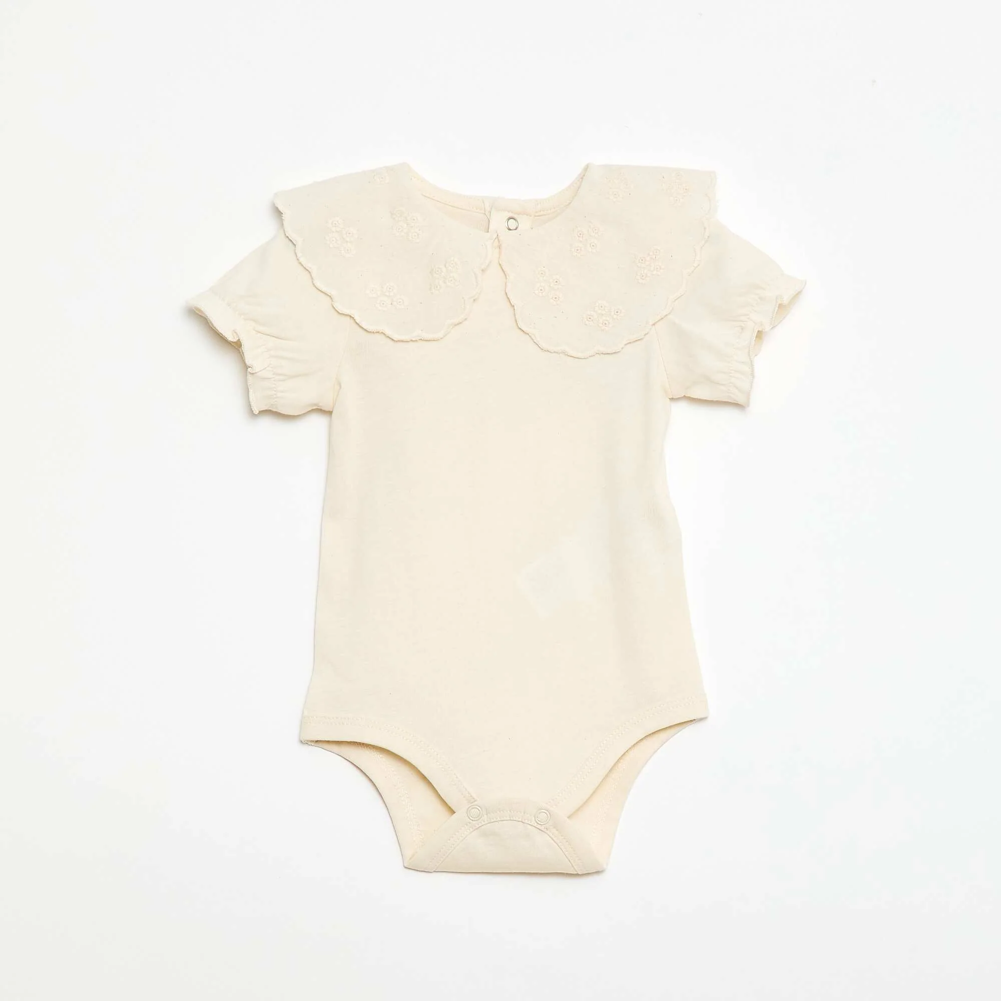 Baby Bodysuit with Peter Pan Collar WHITE