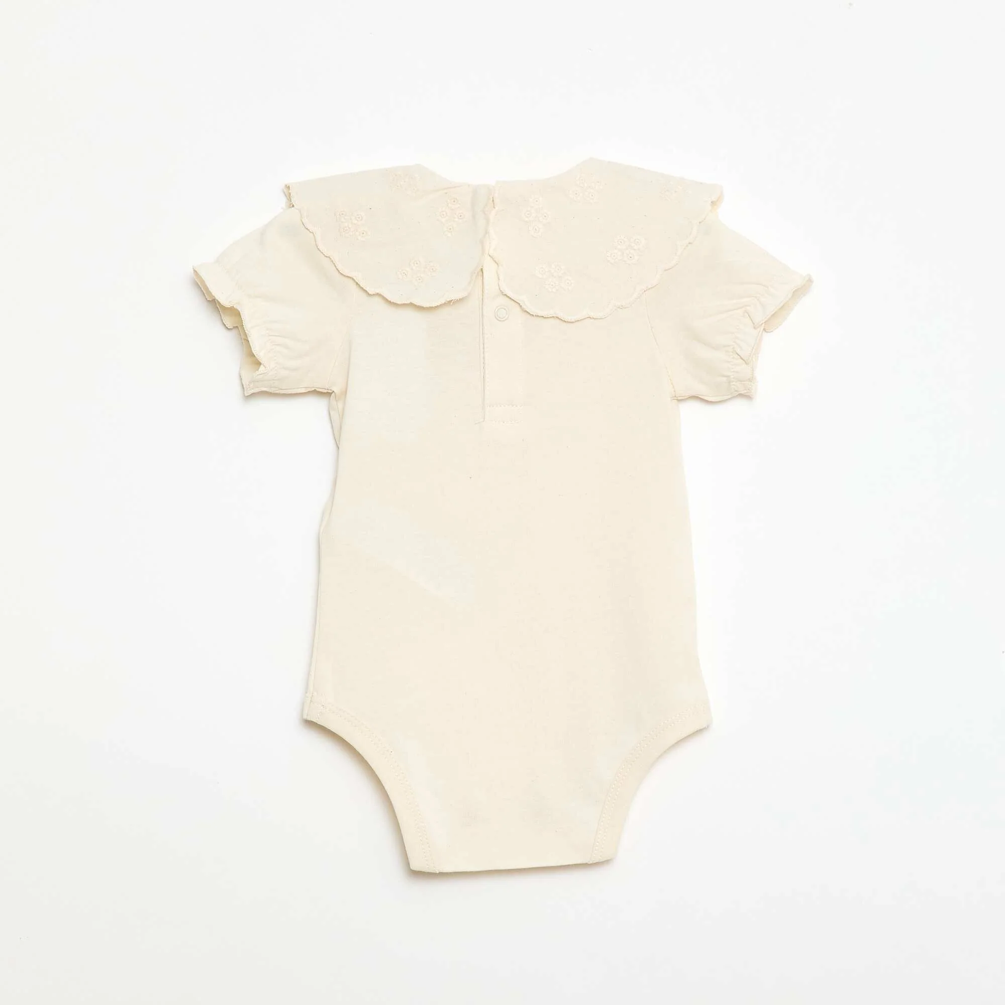 Baby Bodysuit with Peter Pan Collar WHITE - Image 2