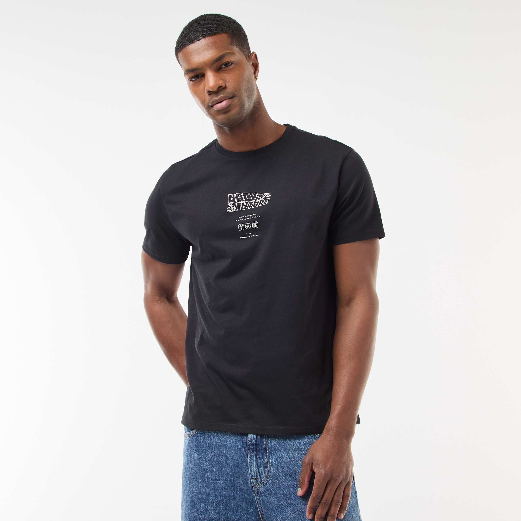 Back to the Future Print T-shirt BLACK