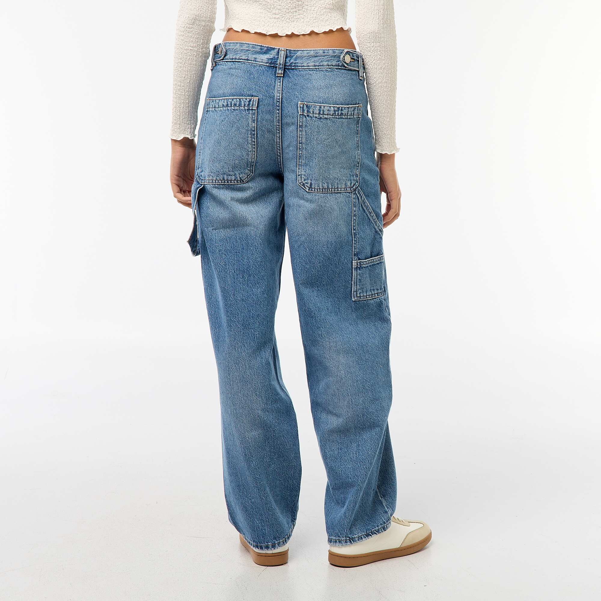 Baggy Jeans with Distressed Detailing BLUE - Image 3