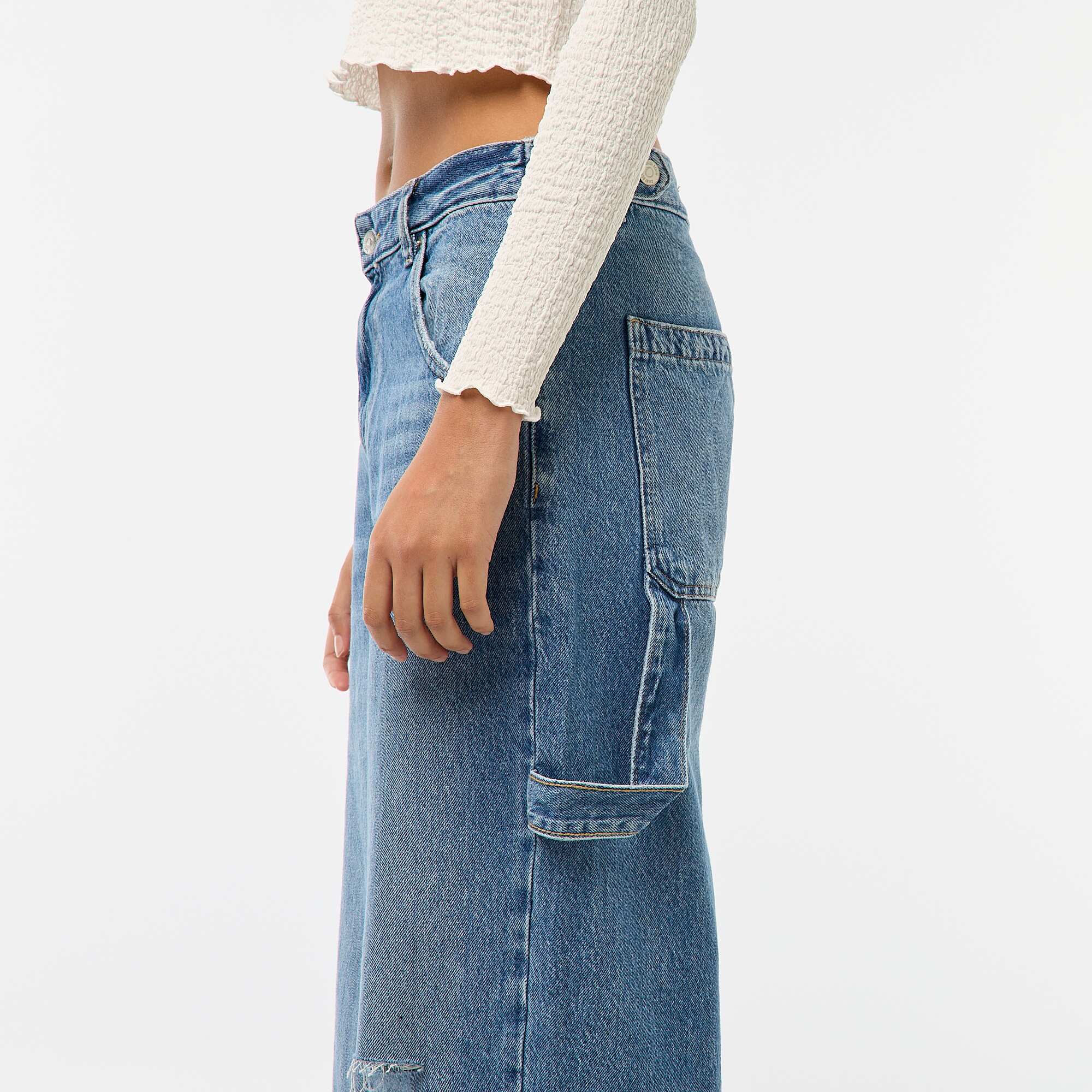 Baggy Jeans with Distressed Detailing BLUE - Image 4