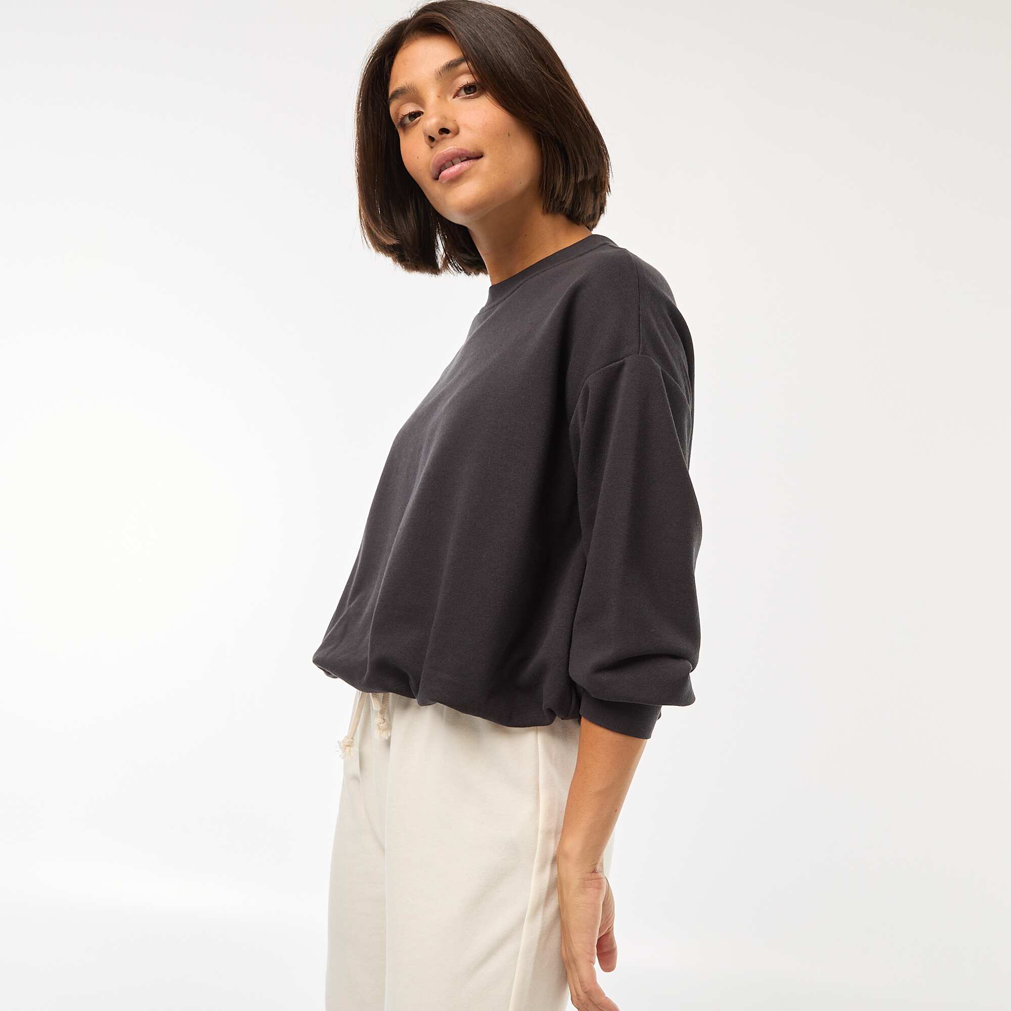 Balloon fit sweatshirt BLACK - Image 3